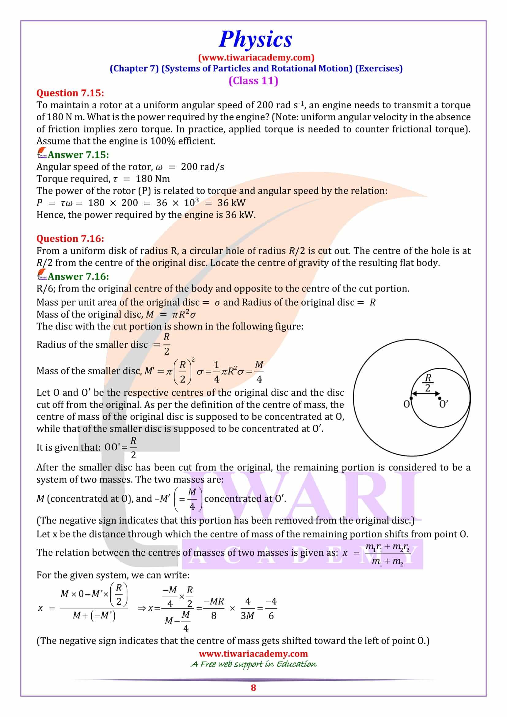 Class 11 Physics Chapter 7 Exercise updated for new session