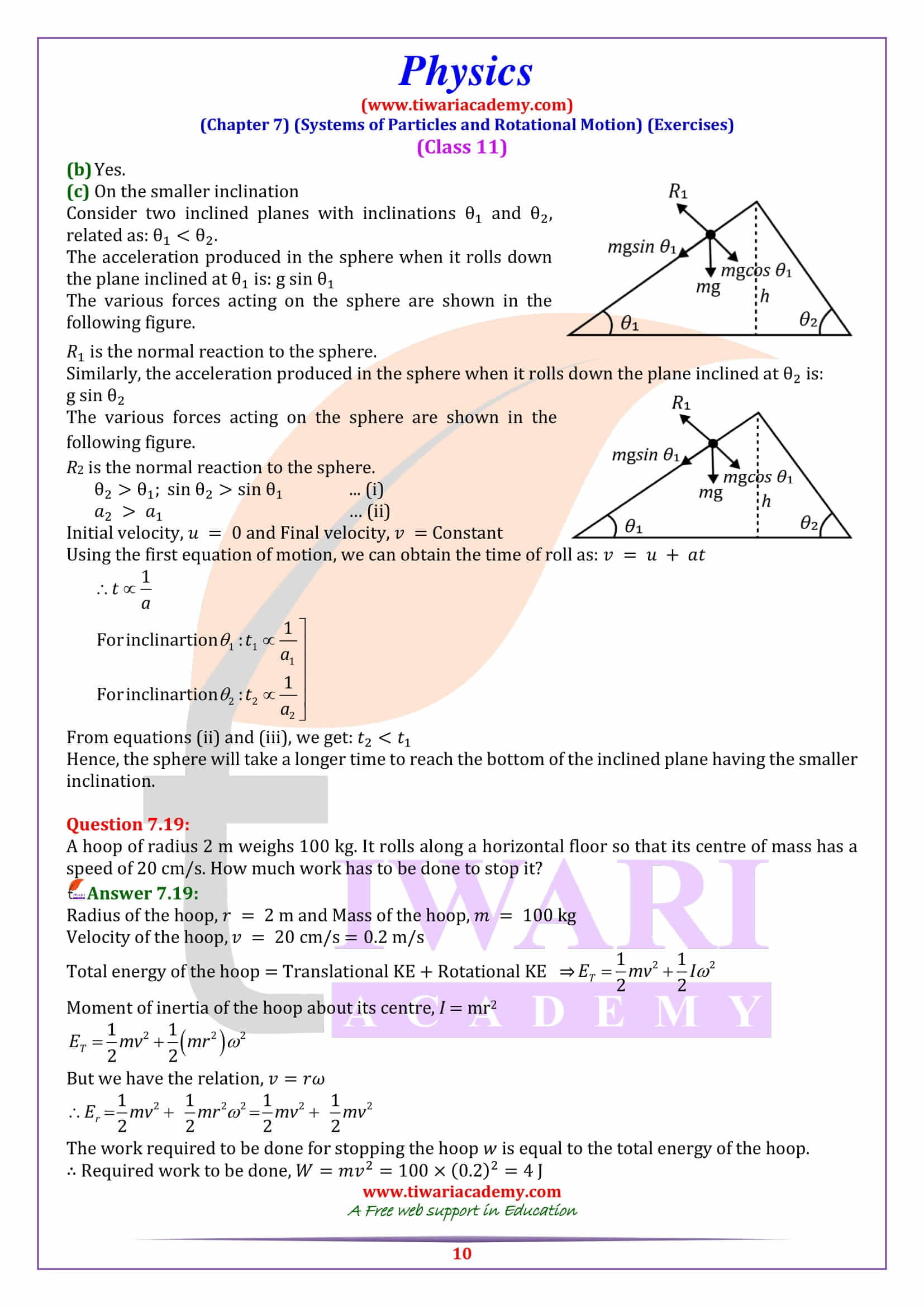 Class 11 Physics Chapter 7 Exercise numericals