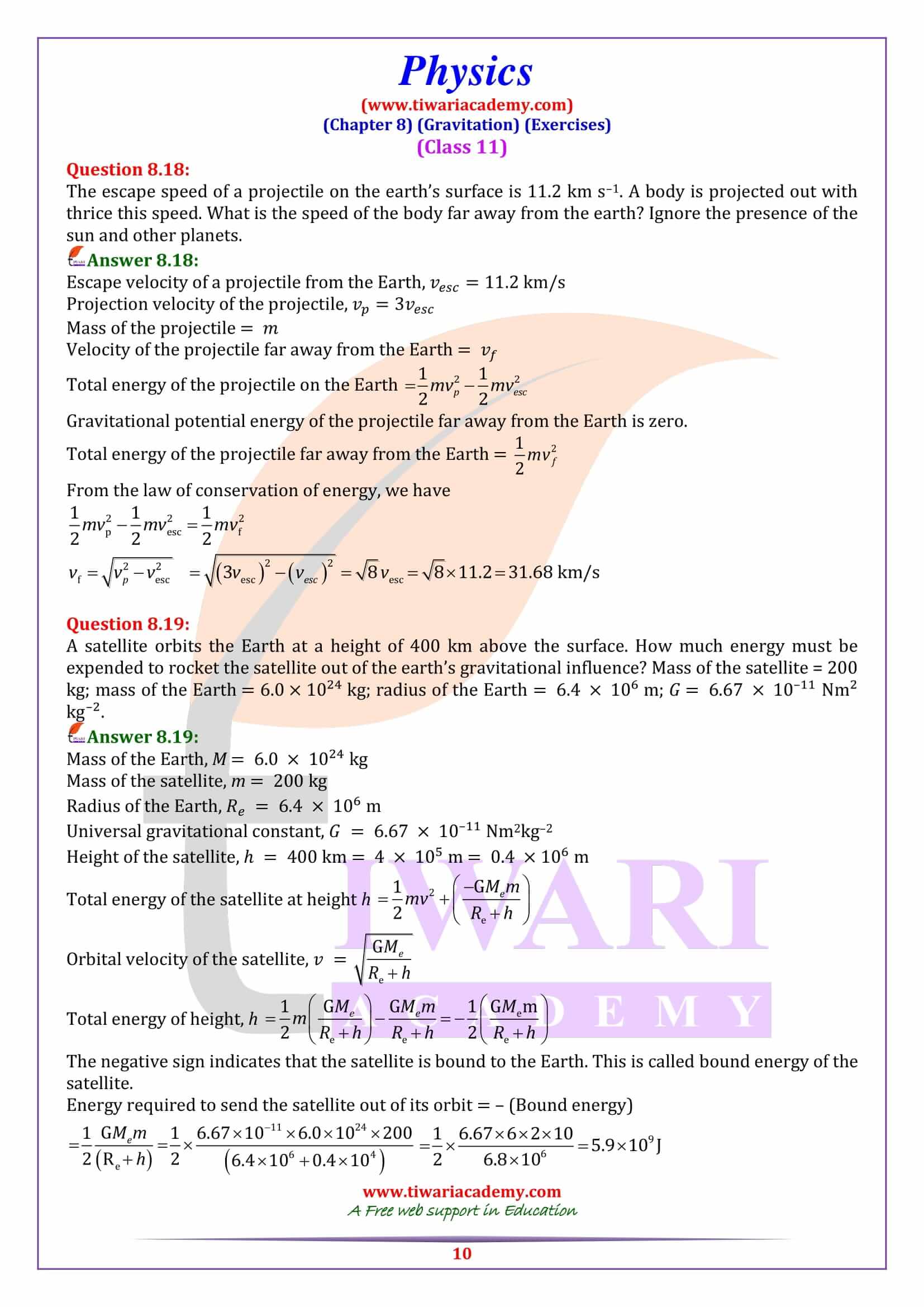 Class 11 Physics Chapter 8 Exercises answers