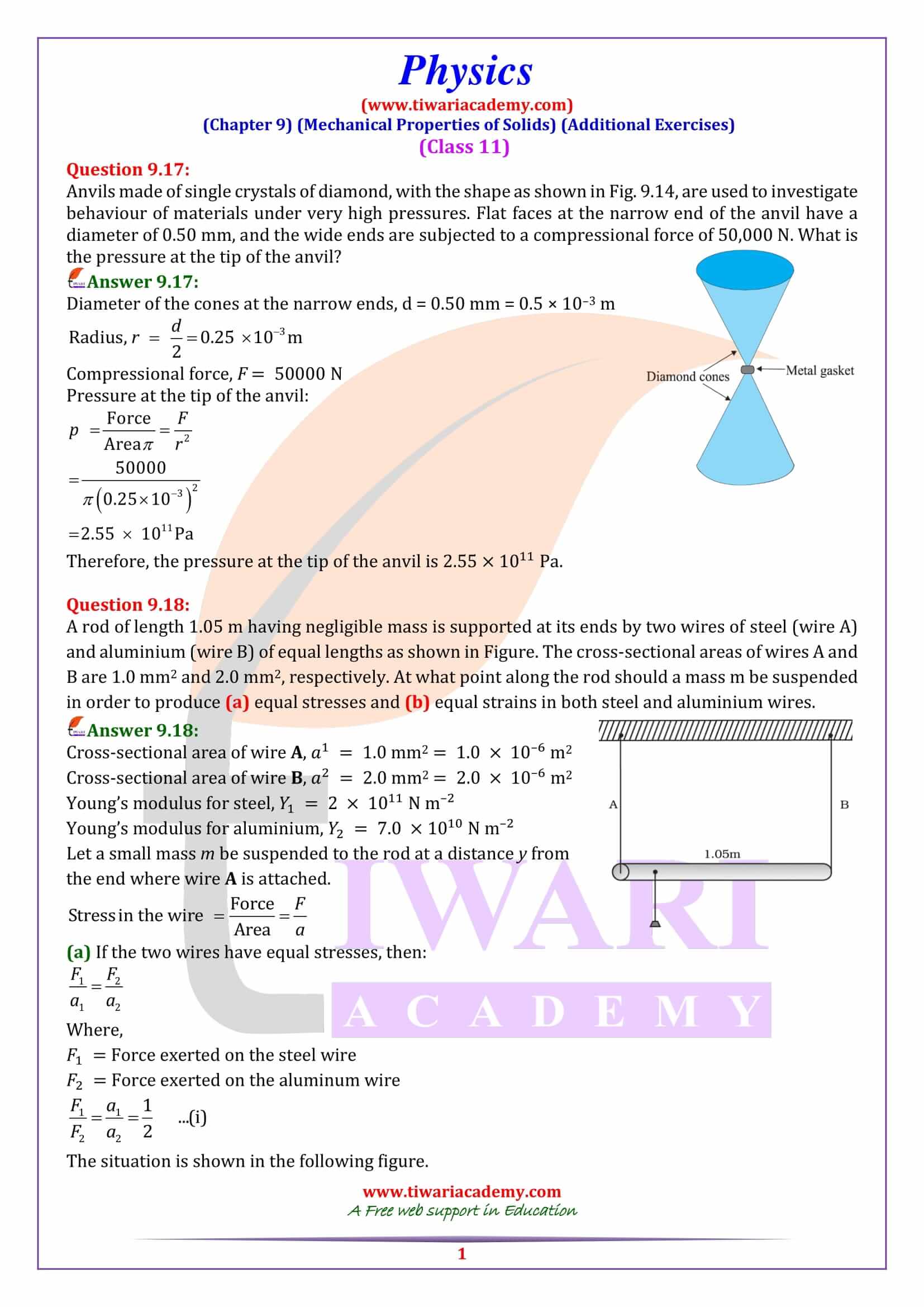 Class 11 Physics Chapter 9 Mechanical Properties of Solids