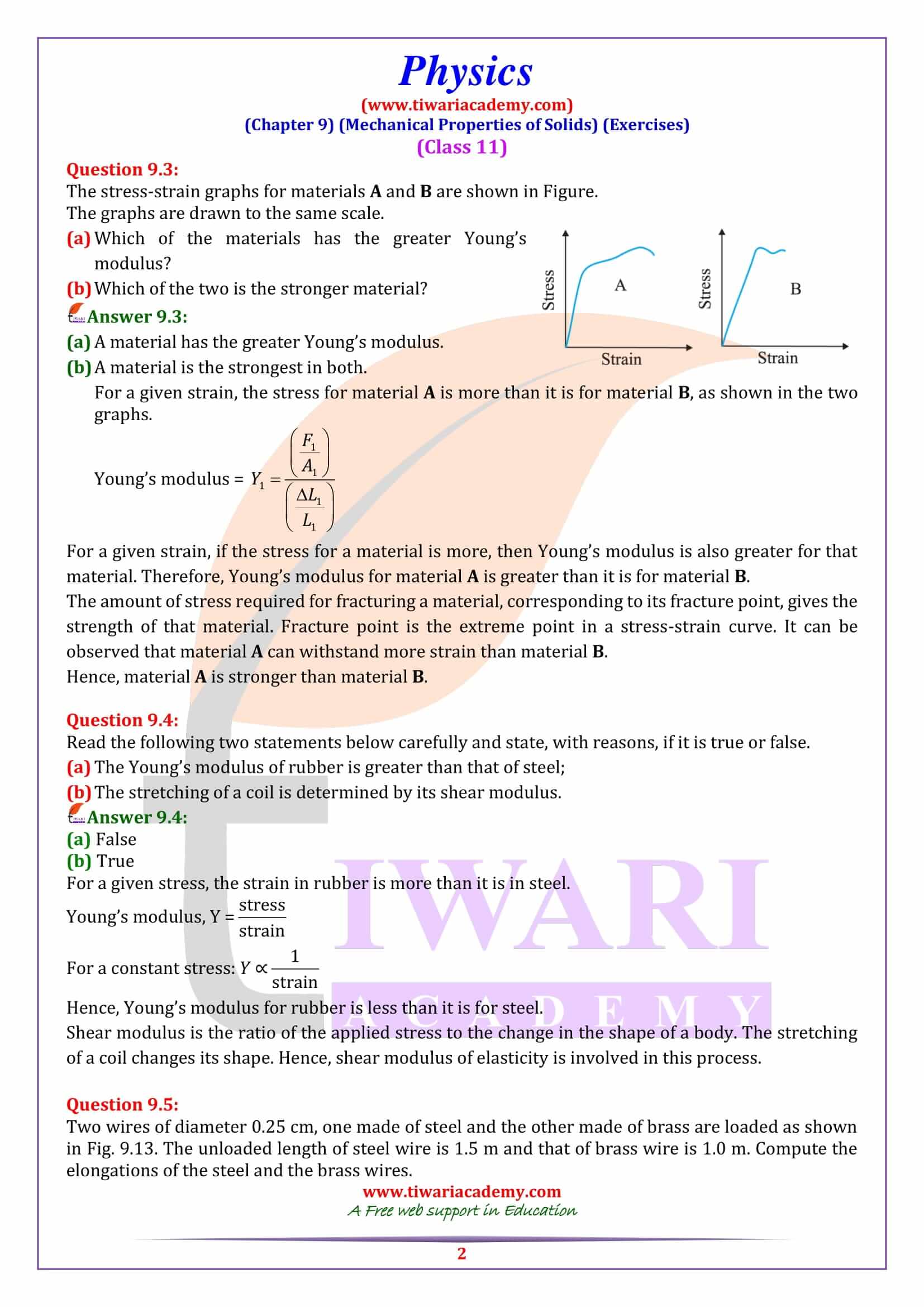 NCERT Solutions for Class 11 Physics Chapter 9 Questions Answers