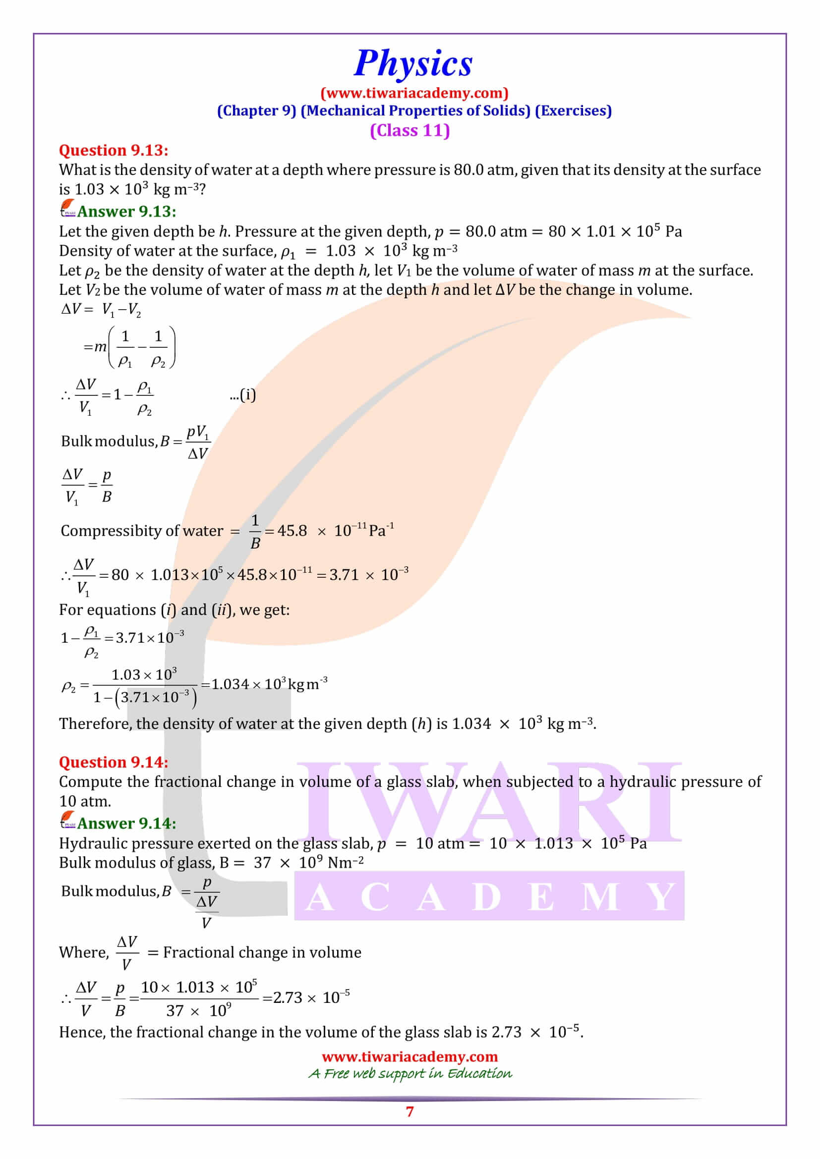 Class 11 Physics Chapter 9 free download solutions
