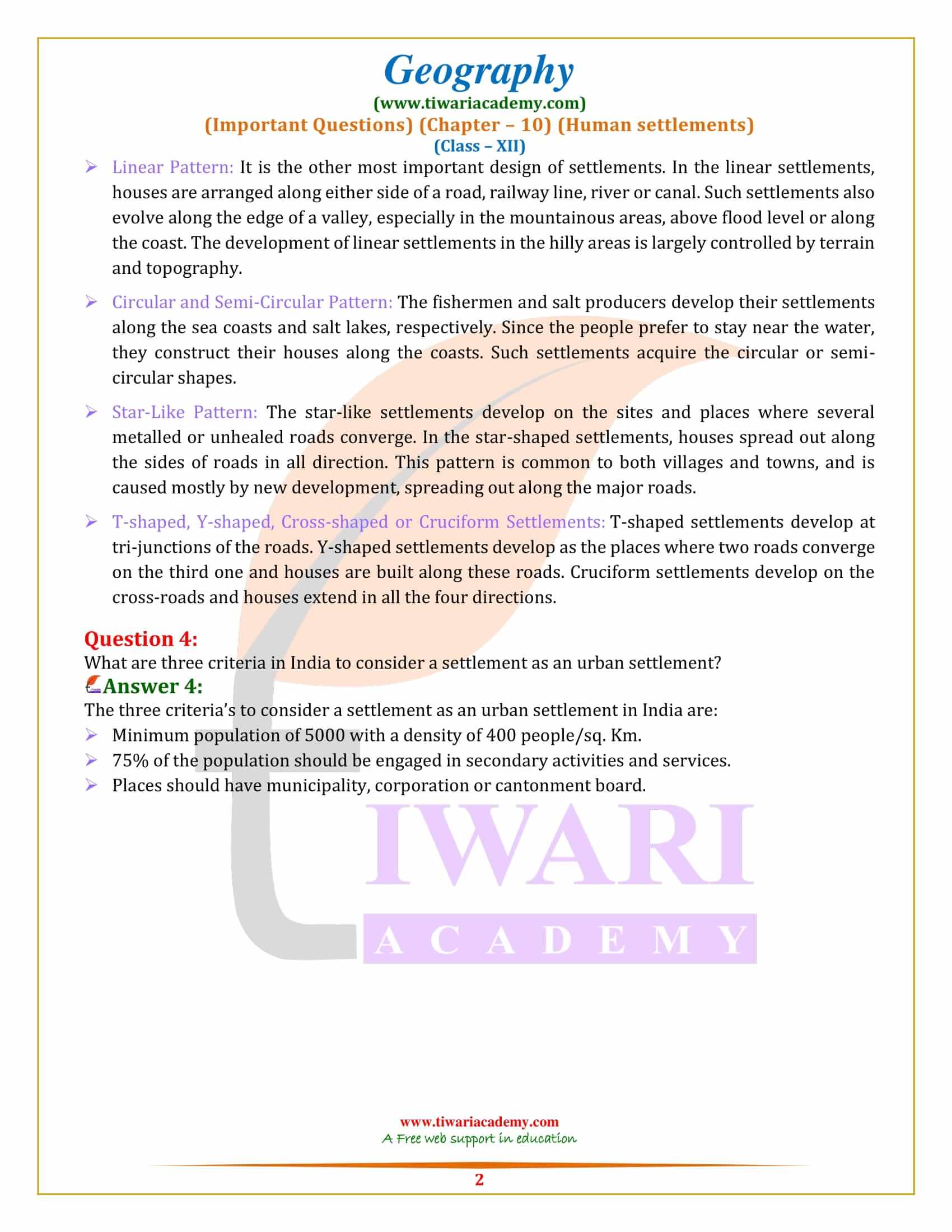 Class 12 Geography Chapter 10 Revision Questions