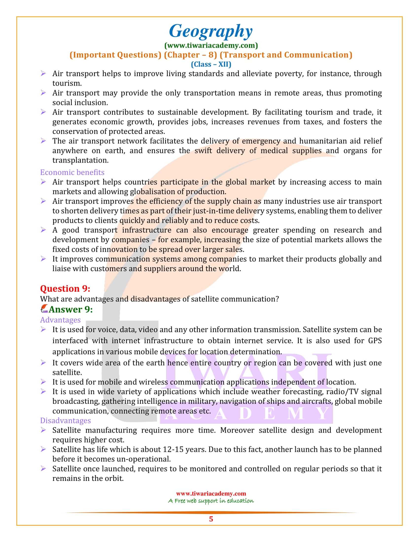 Class 12 Geography Chapter 8 Practice Questions Answers