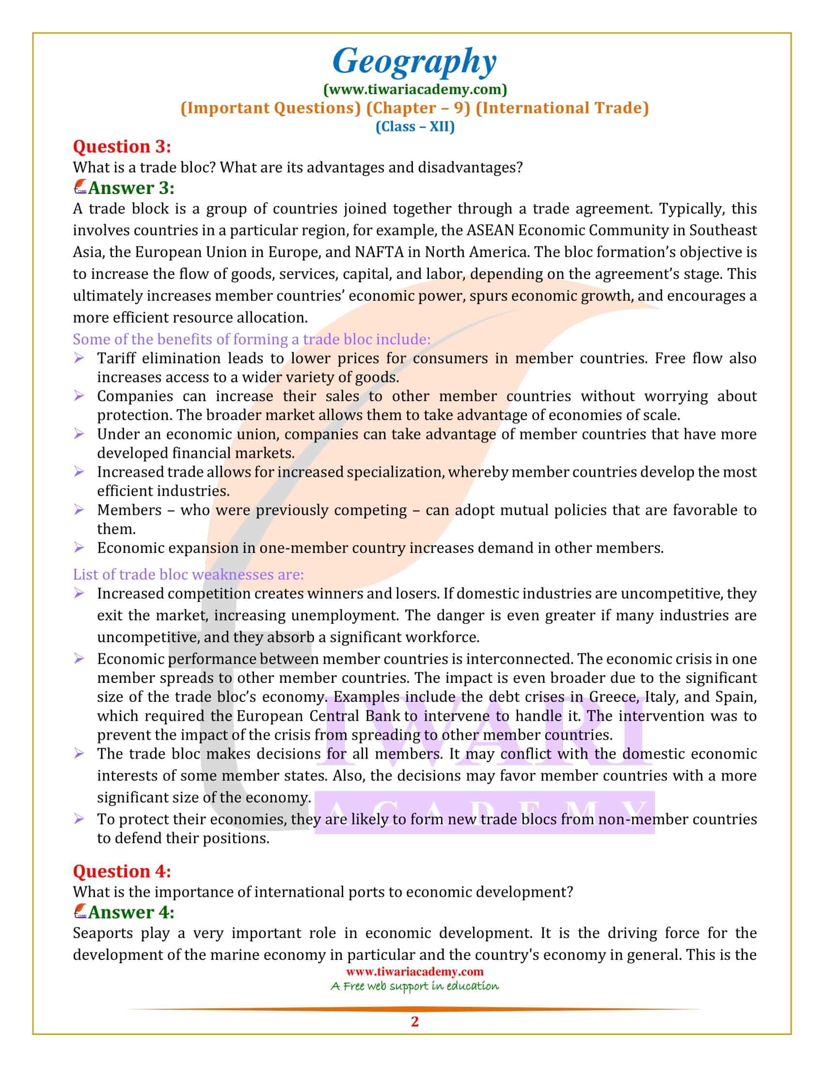 Class 12 Geography Chapter 9 Practice Questions