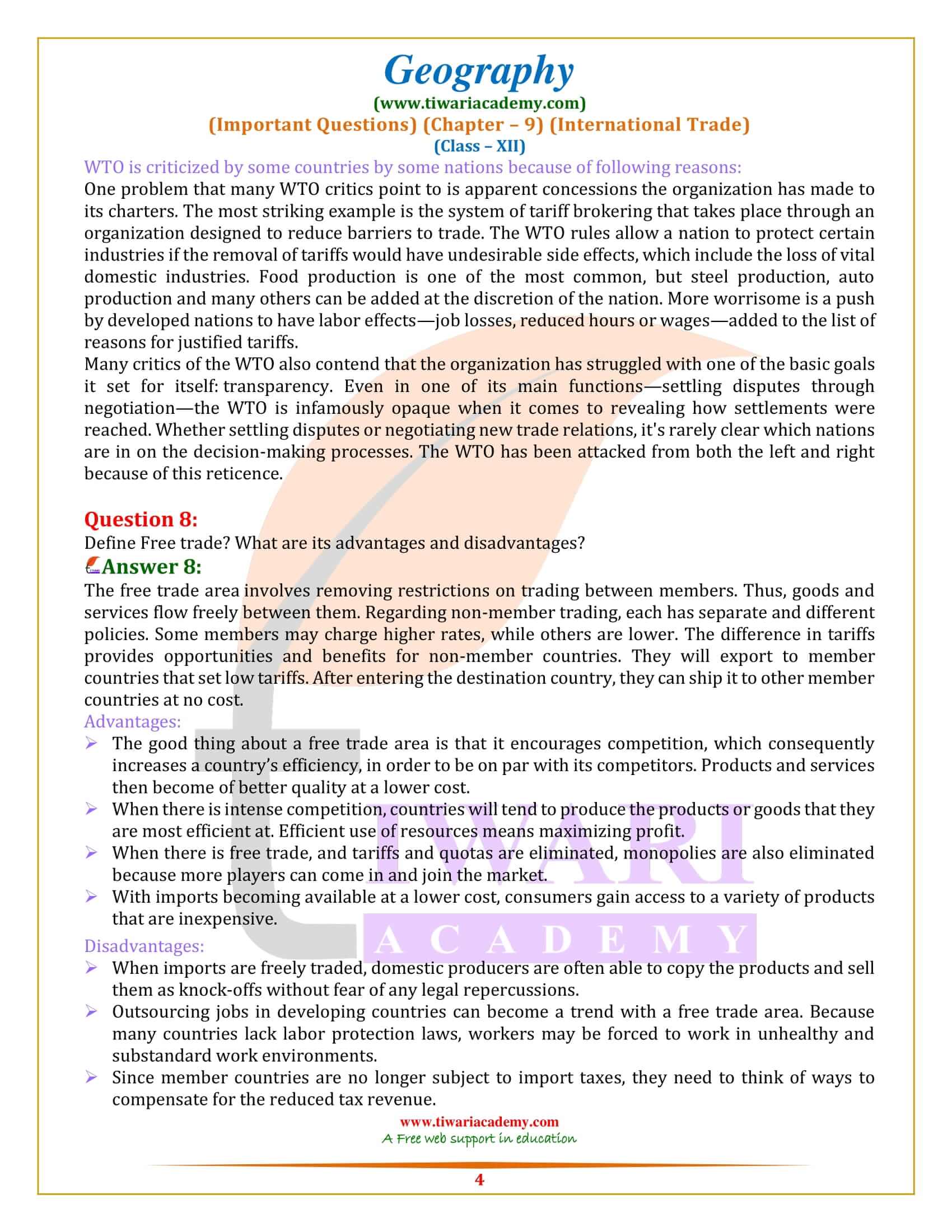 Class 12 Geography Chapter 9 Extra Questions