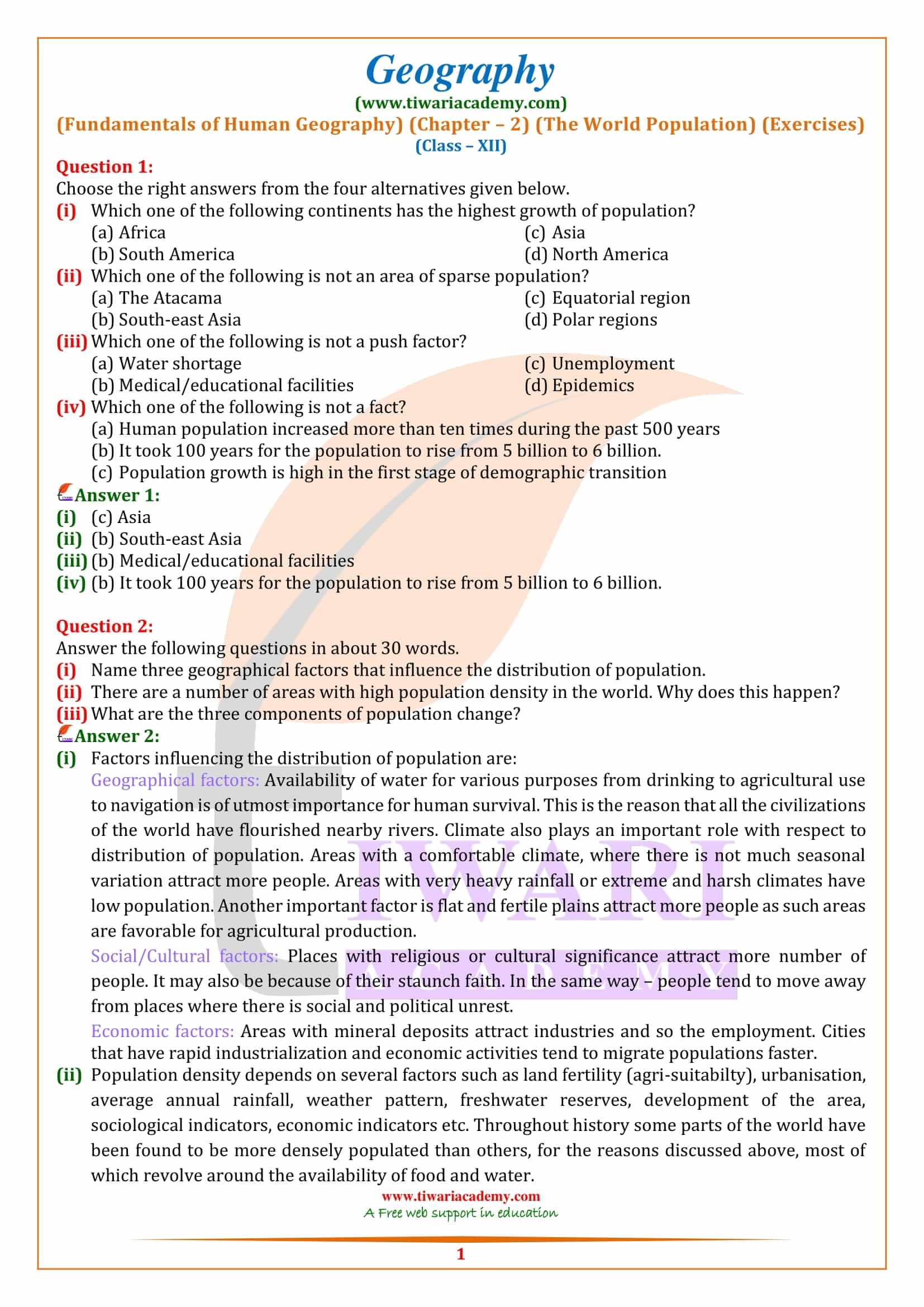 NCERT Solutions for Class 12 Geography Chapter 2