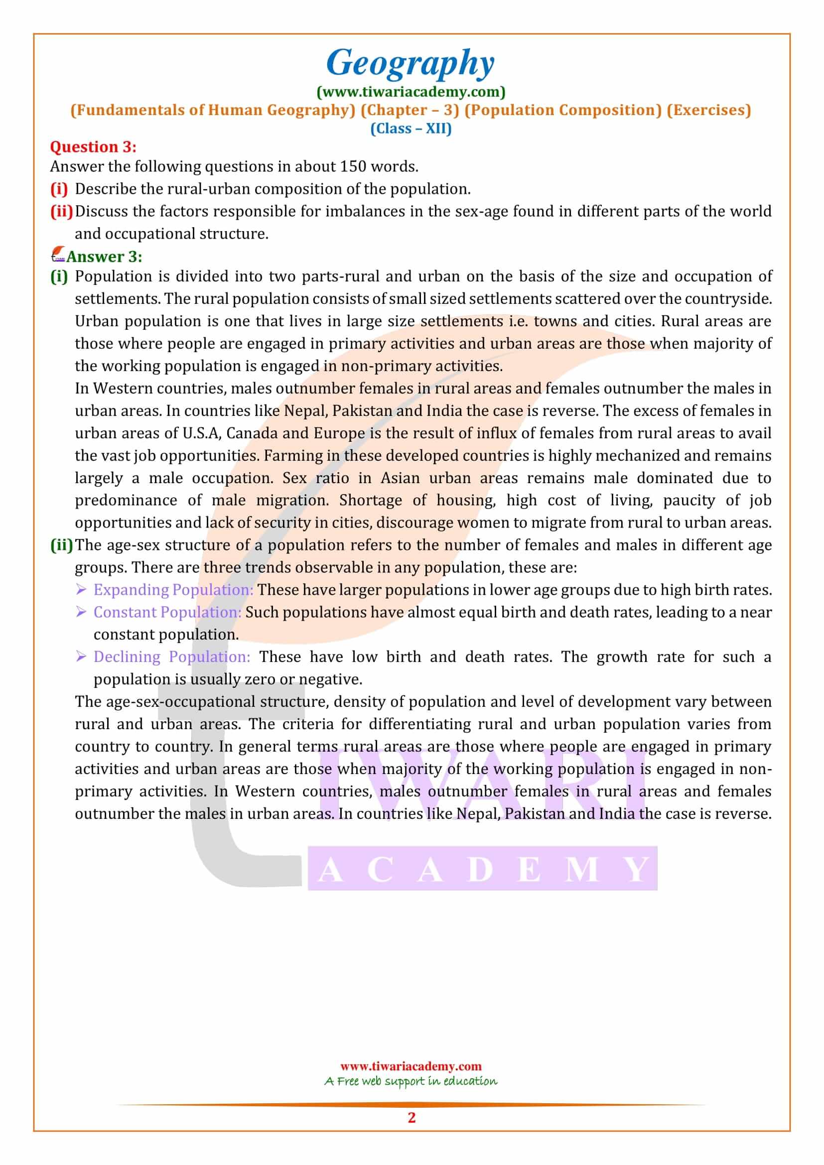 NCERT Solutions for Class 12 Geography Chapter 3