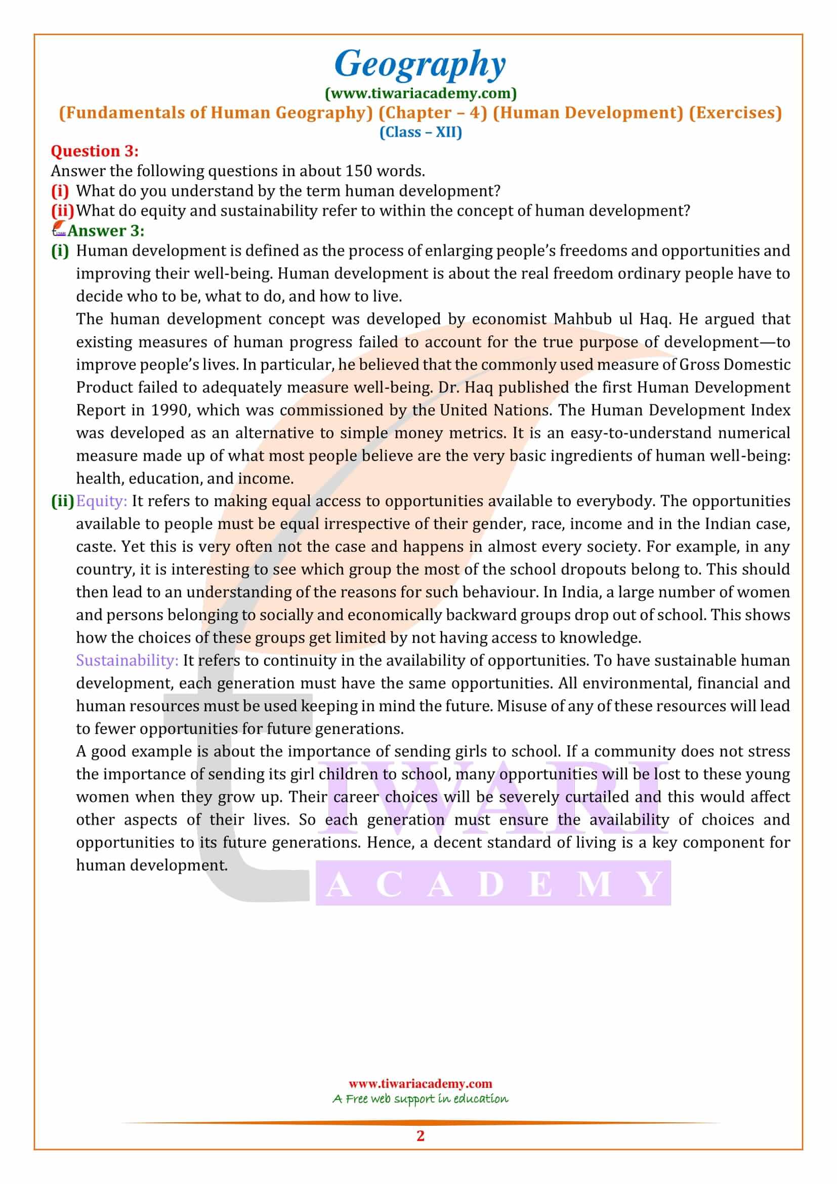 Class 12 Geography Chapter 4 Human Development