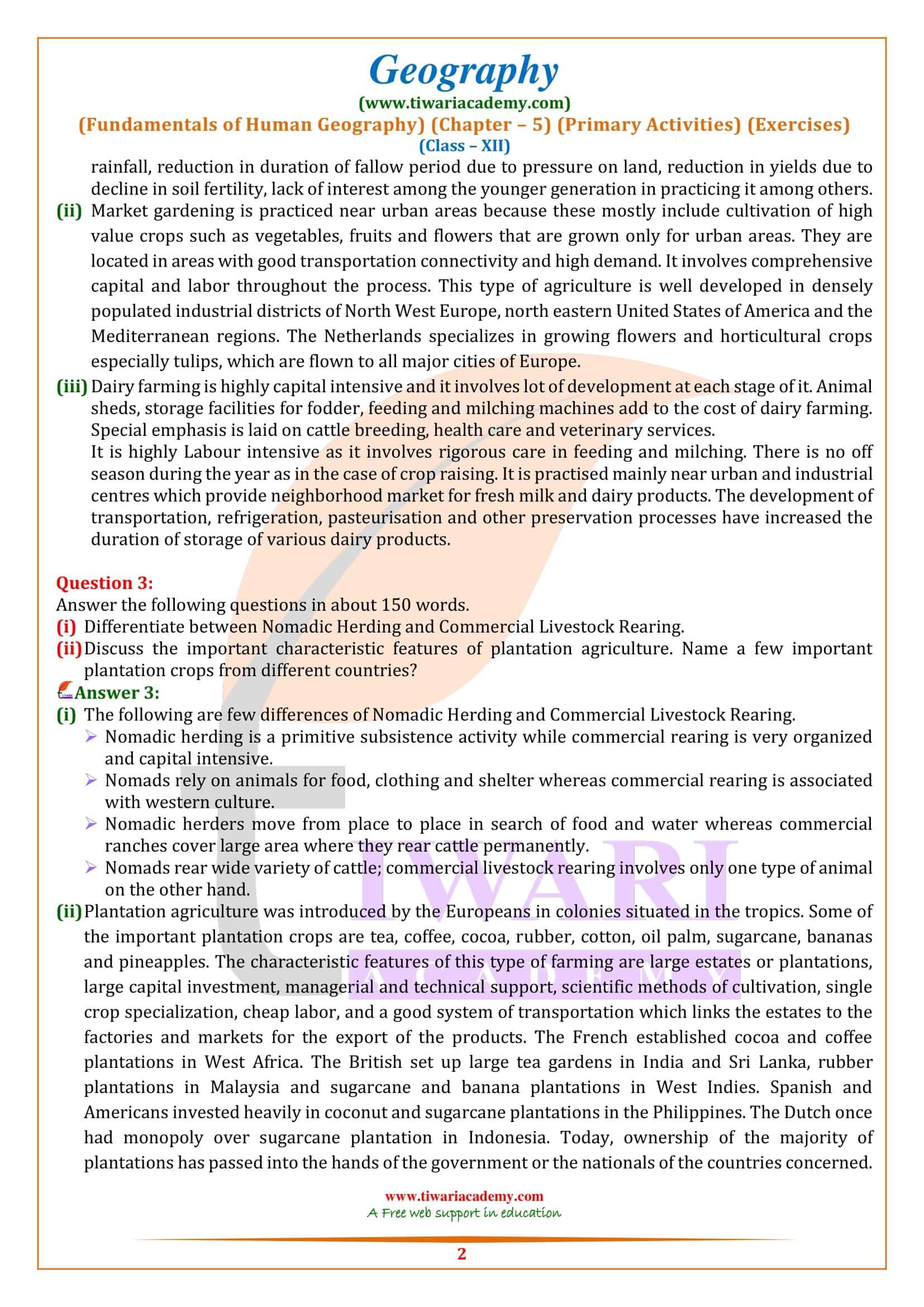 Class 12 Geography Chapter 5 Primary Activities