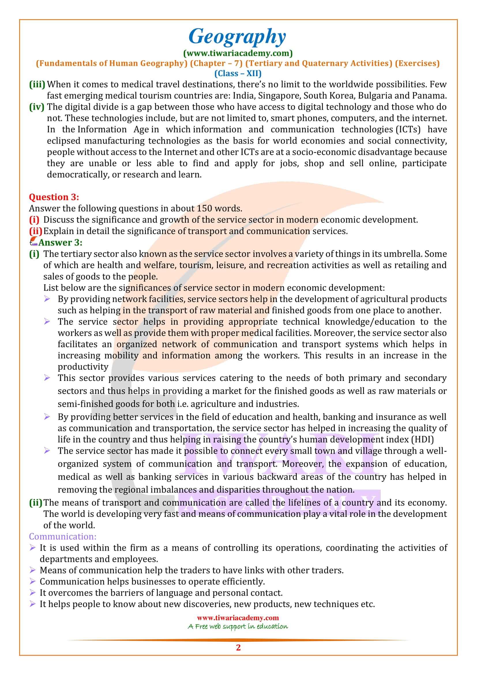 NCERT Solutions for Class 12 Geography Chapter 7