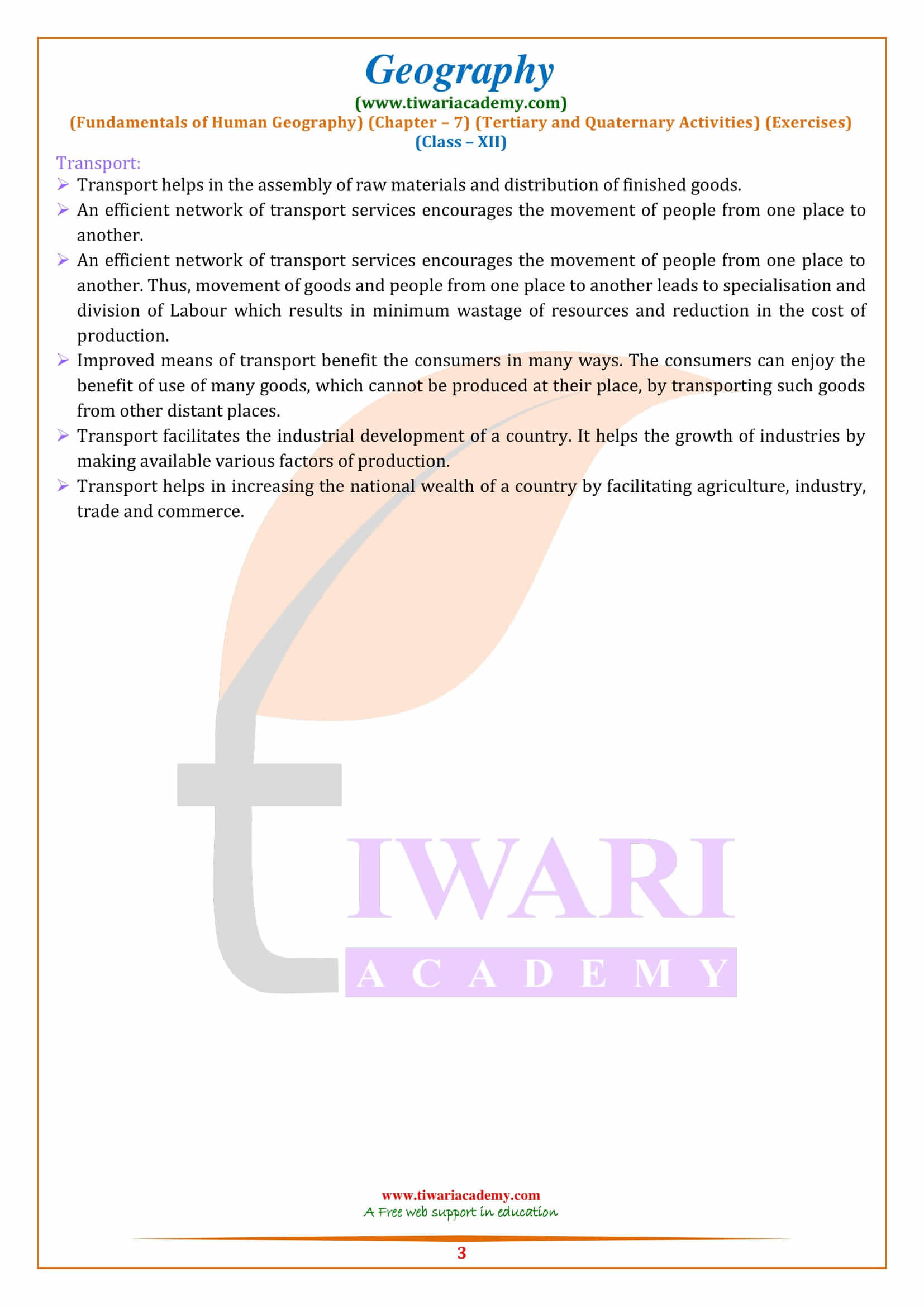 NCERT Solutions for Class 12 Geography Chapter 7 in English Medium