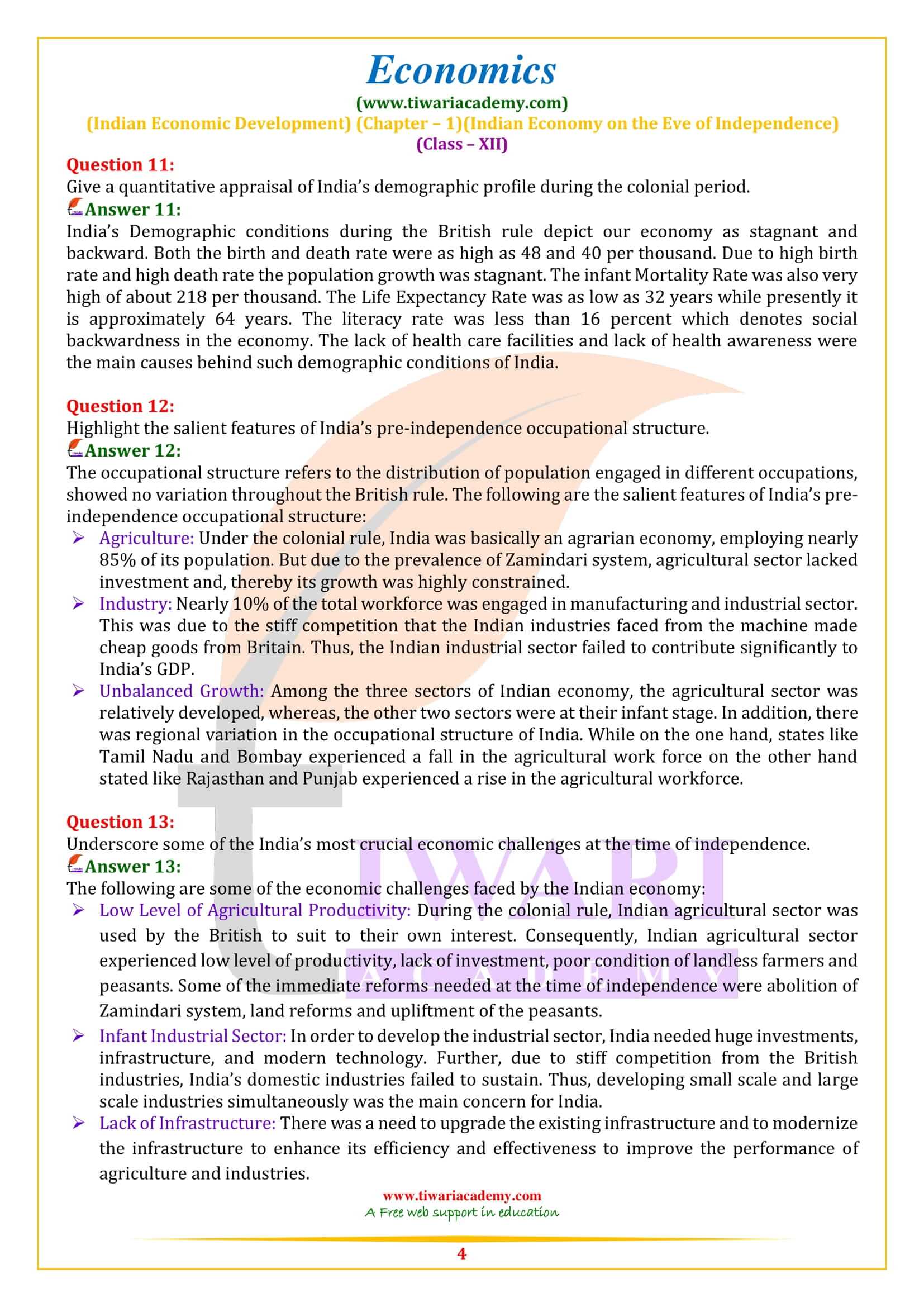NCERT Solutions for Class 12 Economics Chapter 1