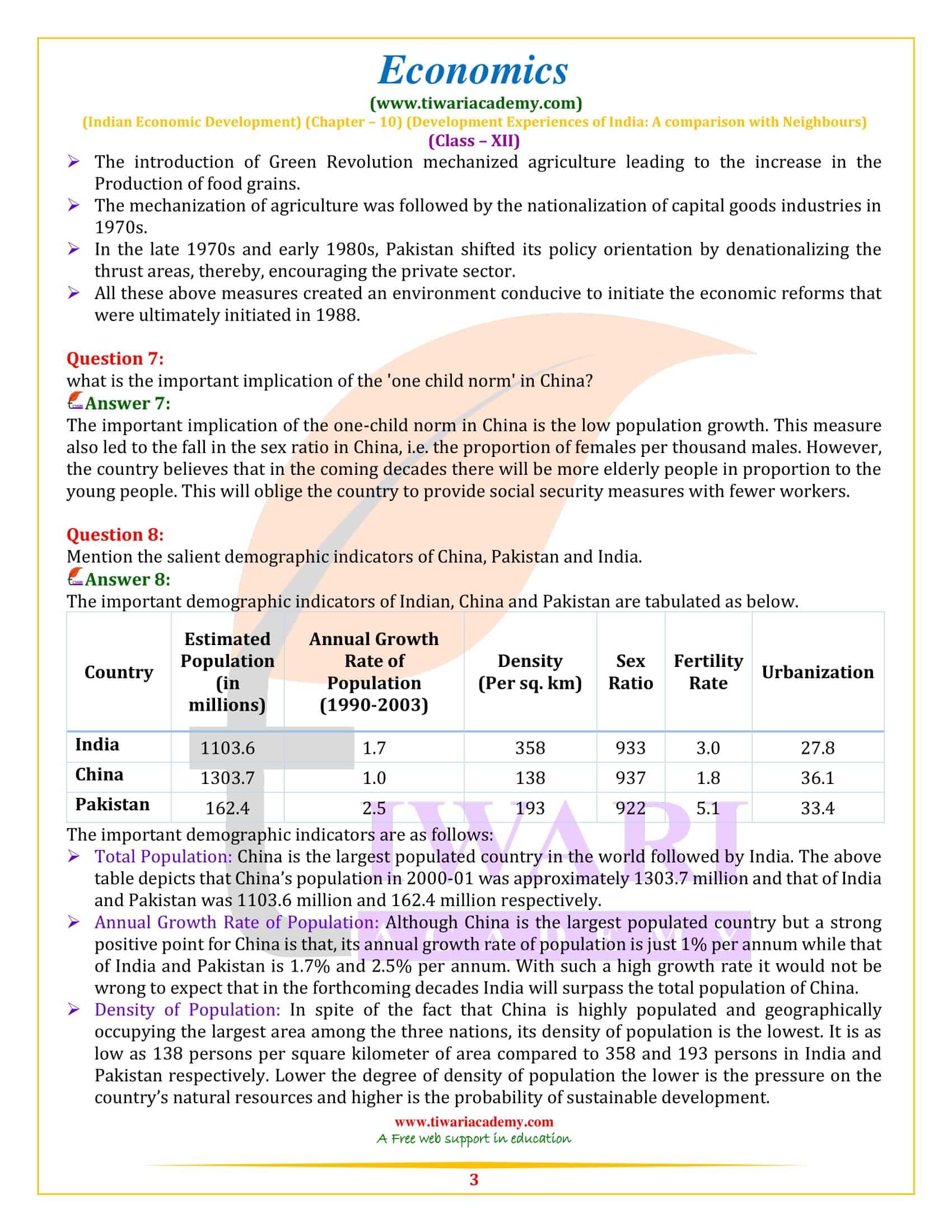 NCERT Solutions for Class 12 Indian Economic Development Chapter 10 Quesiton Answers