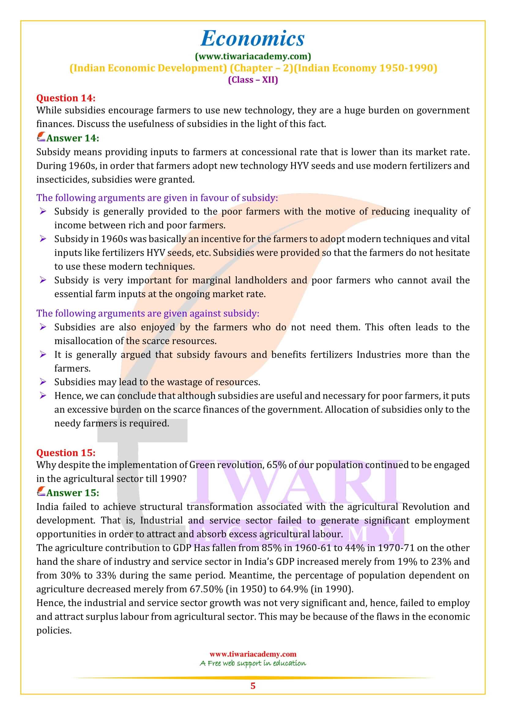 Class 12 Indian Economic Development Chapter 2 solutions