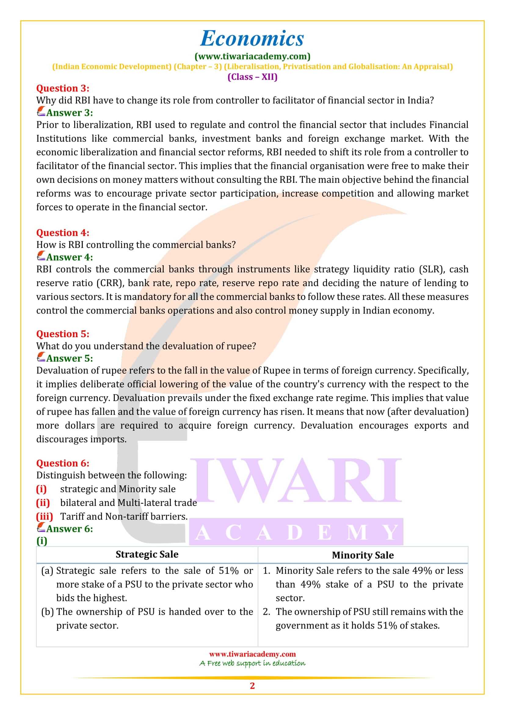 NCERT Solutions for Class 12 Indian Economic Development Chapter 3 Question Answers