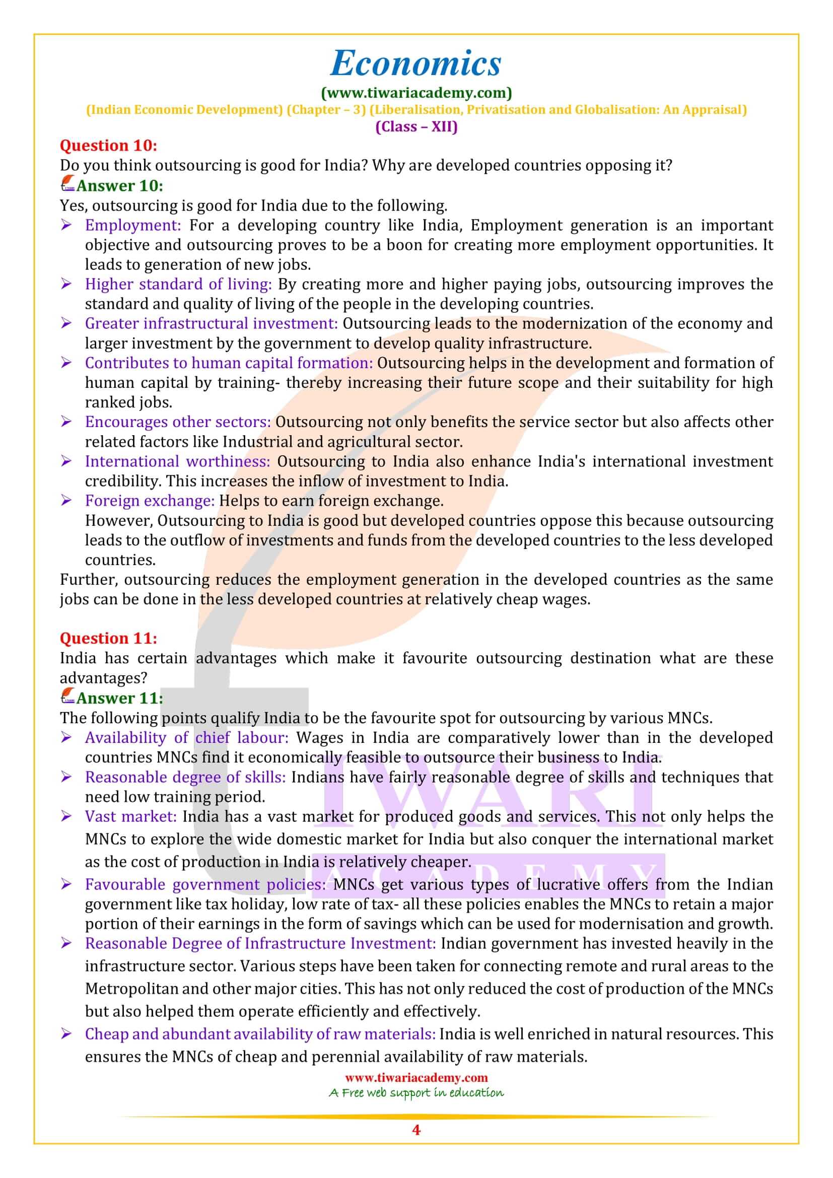 Class 12 Indian Economic Development Chapter 3 Solutions