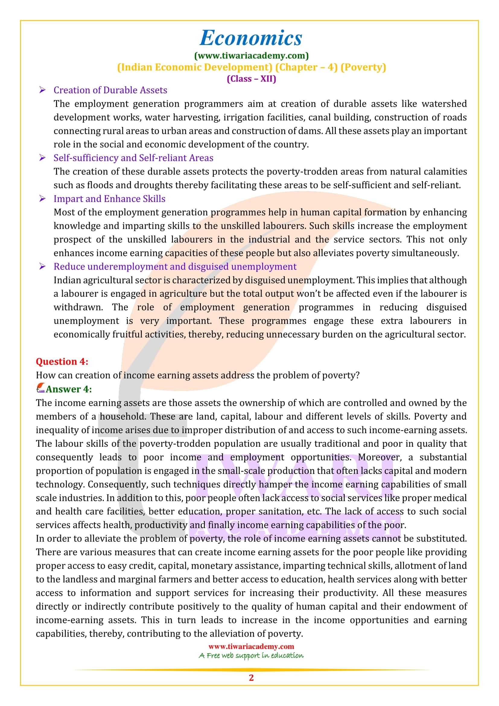 NCERT Solutions for Class 12 Indian Economic Development Chapter 4 all answers