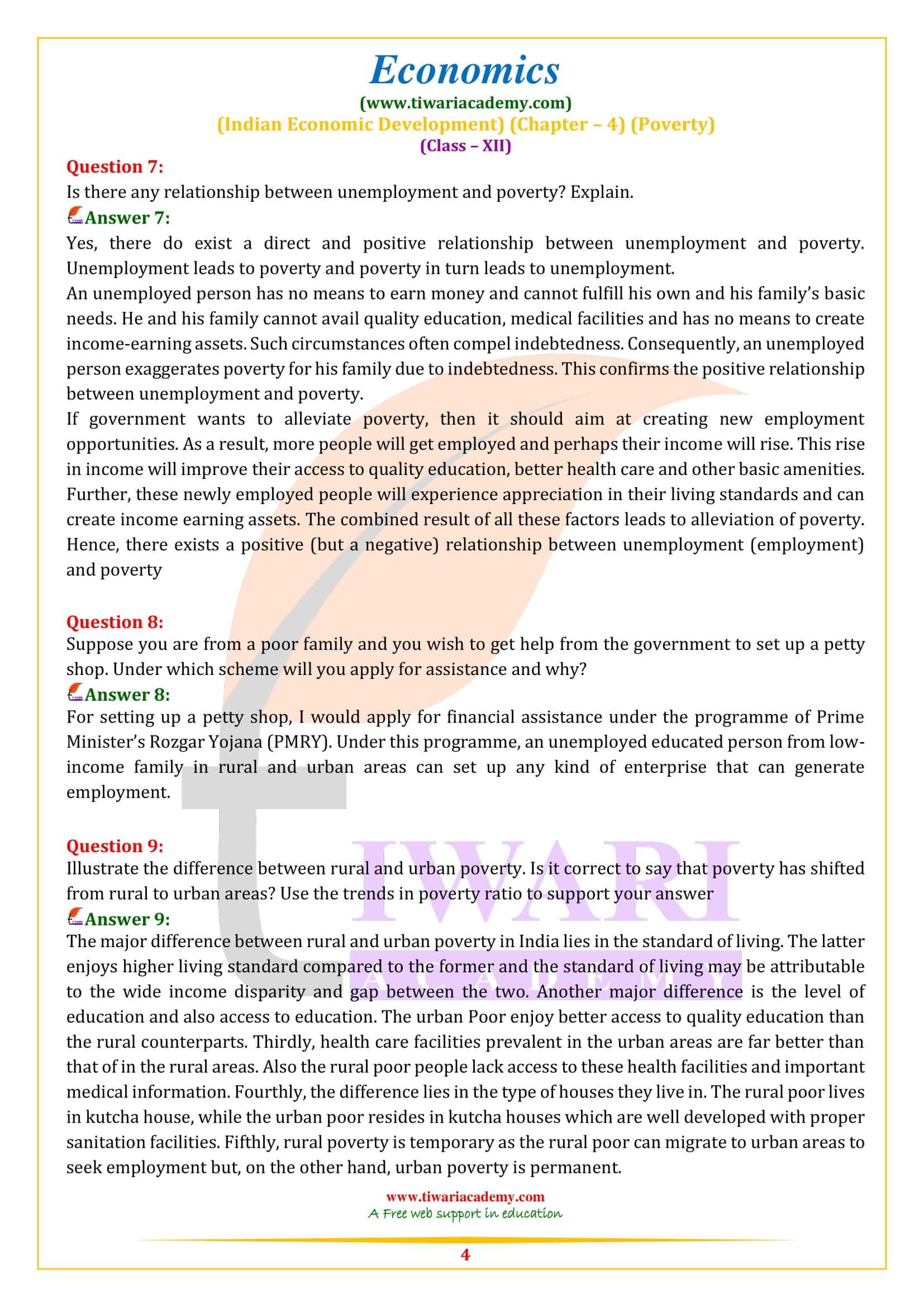 NCERT Solutions for Class 12 Indian Economic Development Chapter 4 free solutions