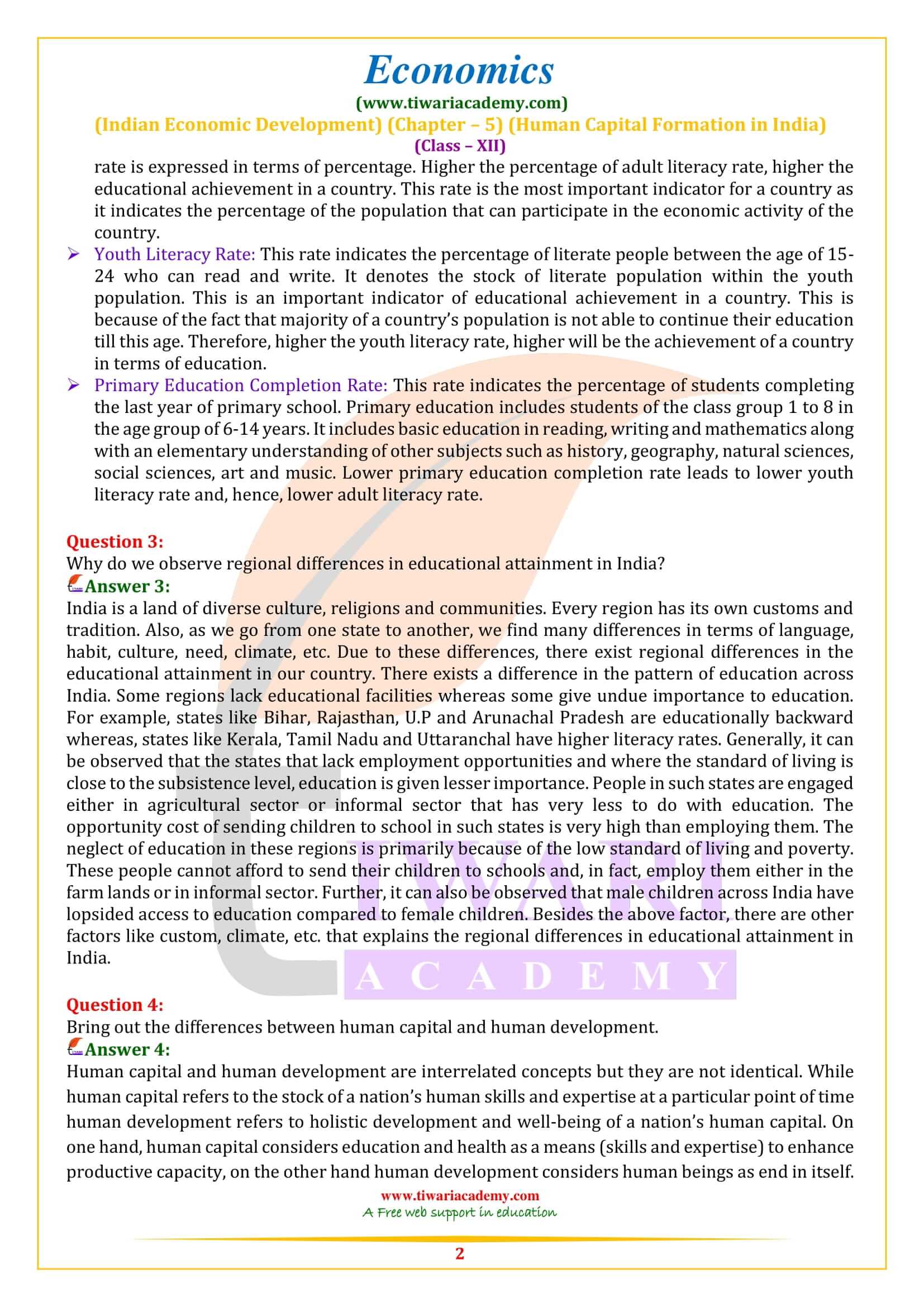 NCERT Solutions for Class 12 Indian Economic Development Chapter 5