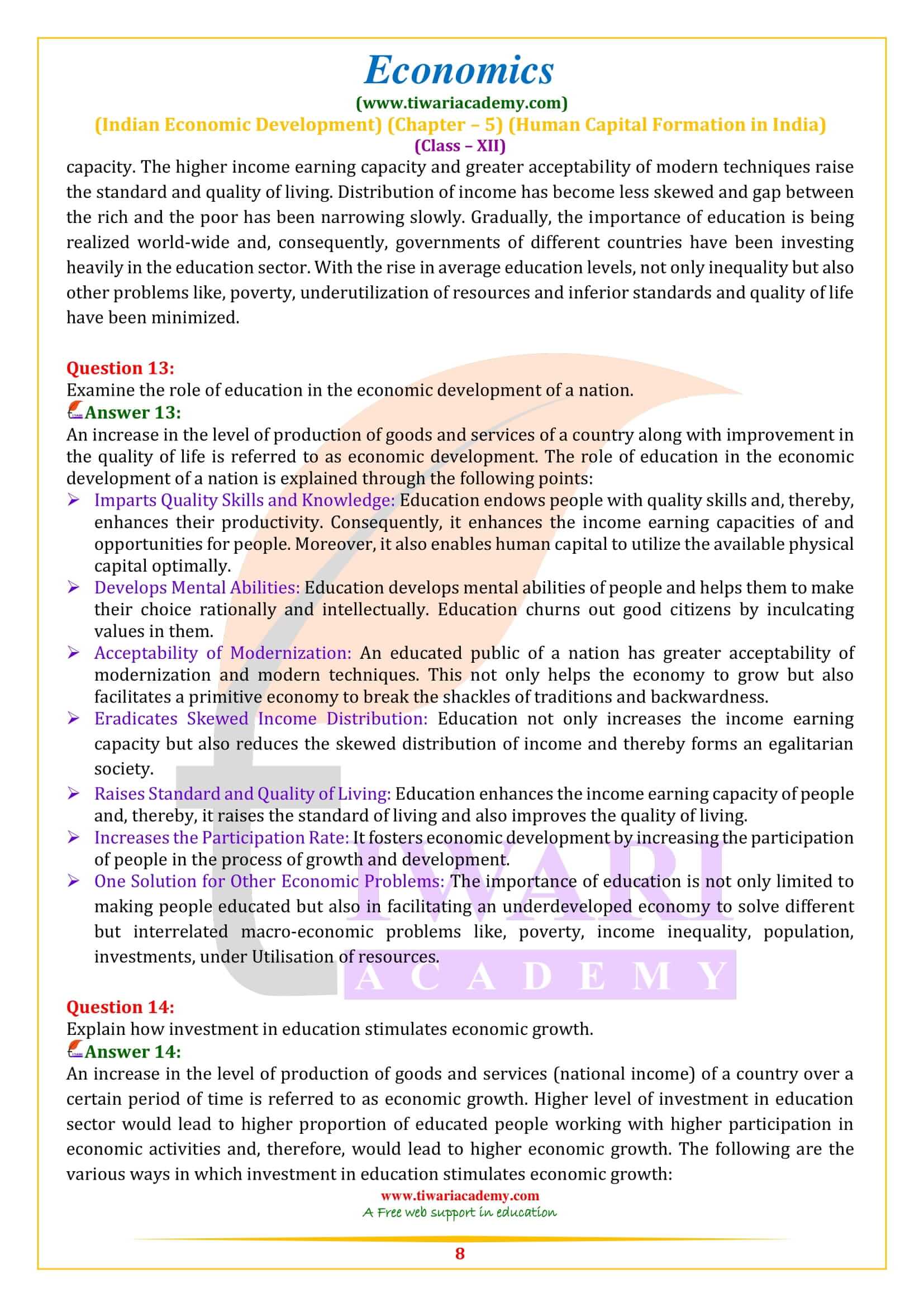 Class 12 Indian Economic Development Chapter 5 Solutions