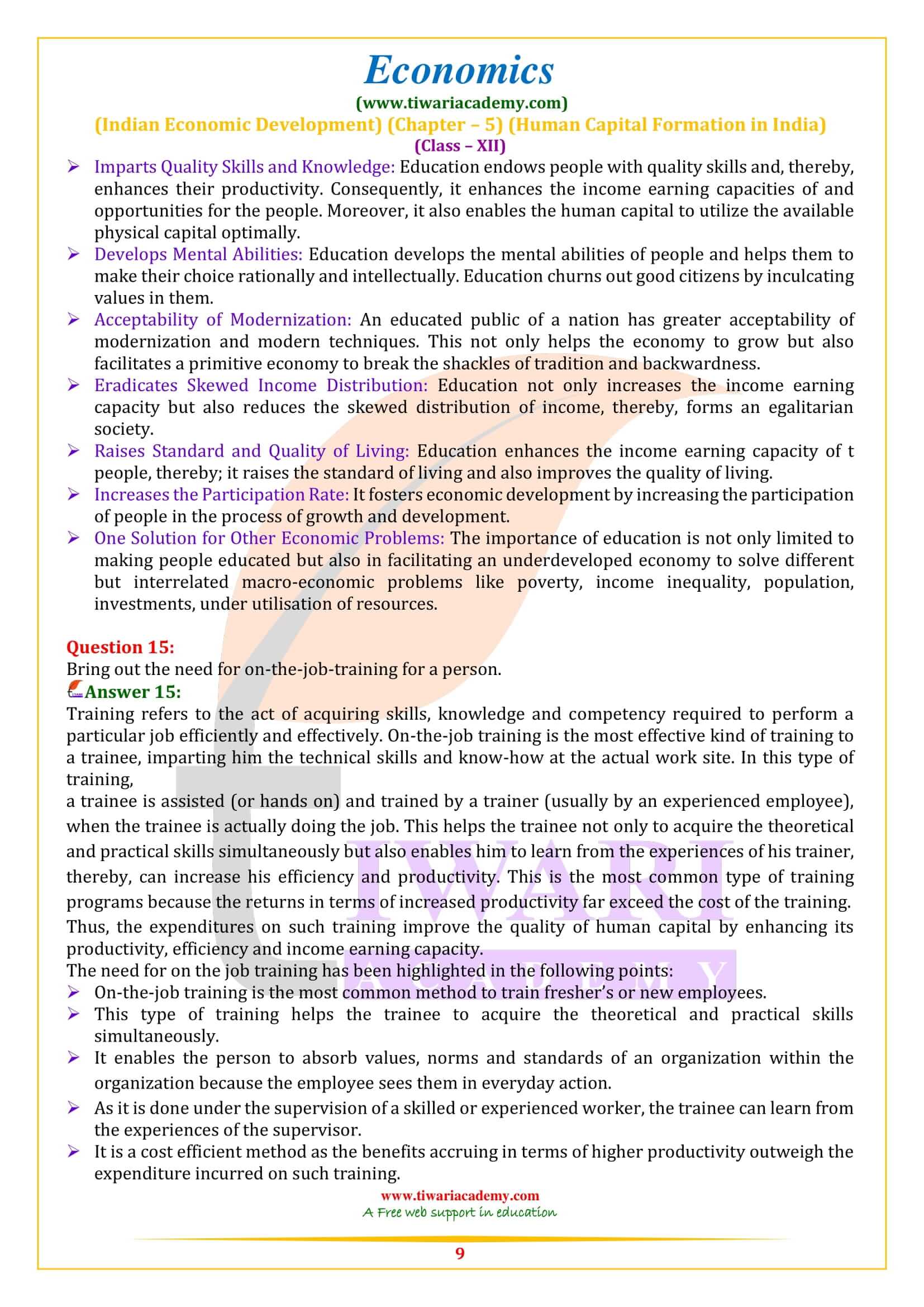 Class 12 Indian Economic Development Chapter 5 Question Answers