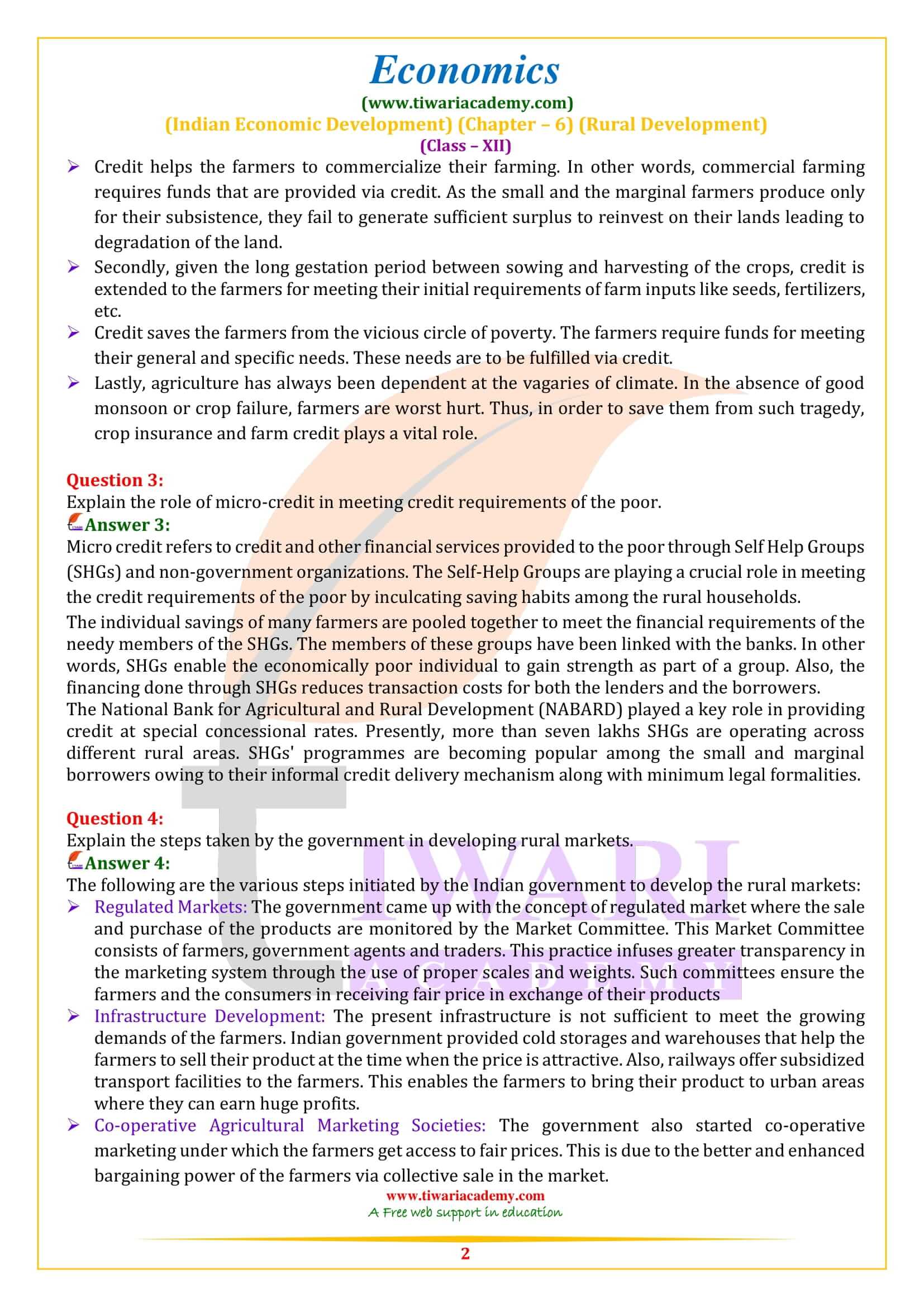 NCERT Solutions for Class 12 Indian Economic Development Chapter 6