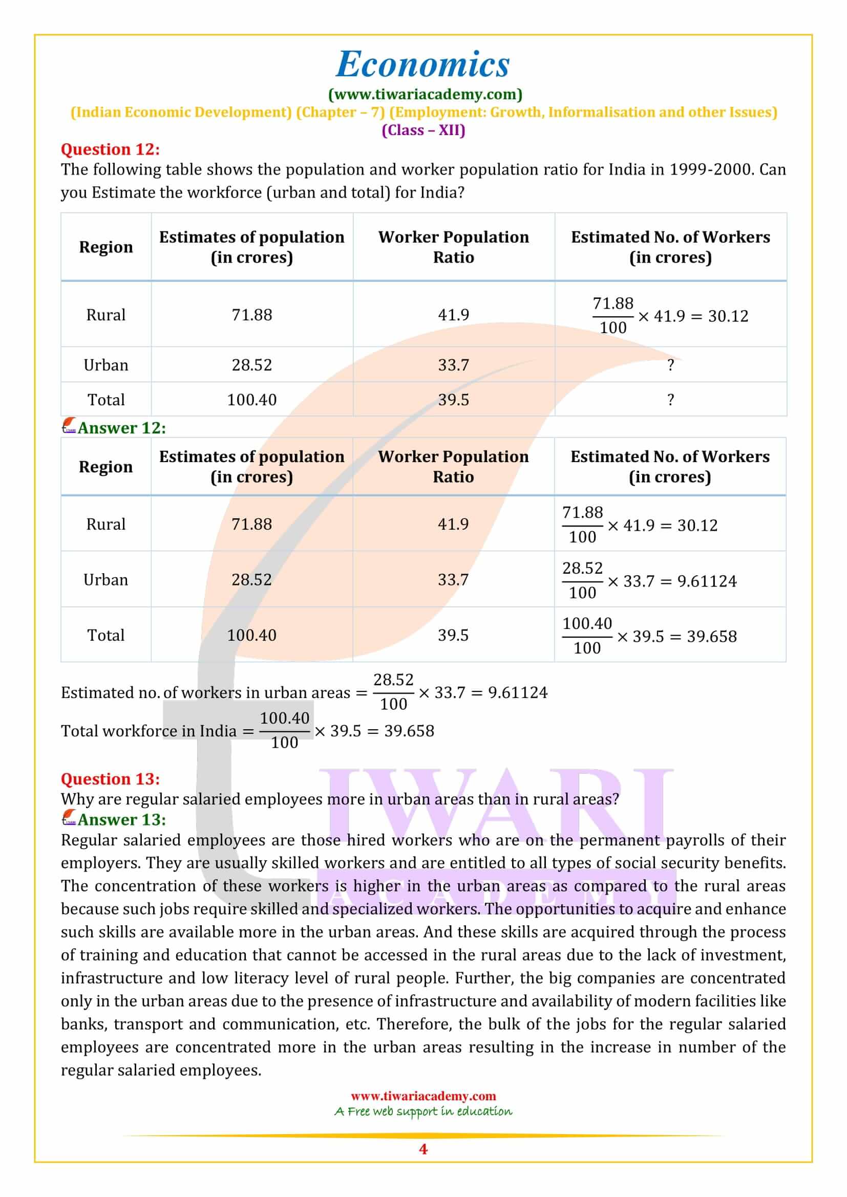 Class 12 Indian Economic Development Chapter 7