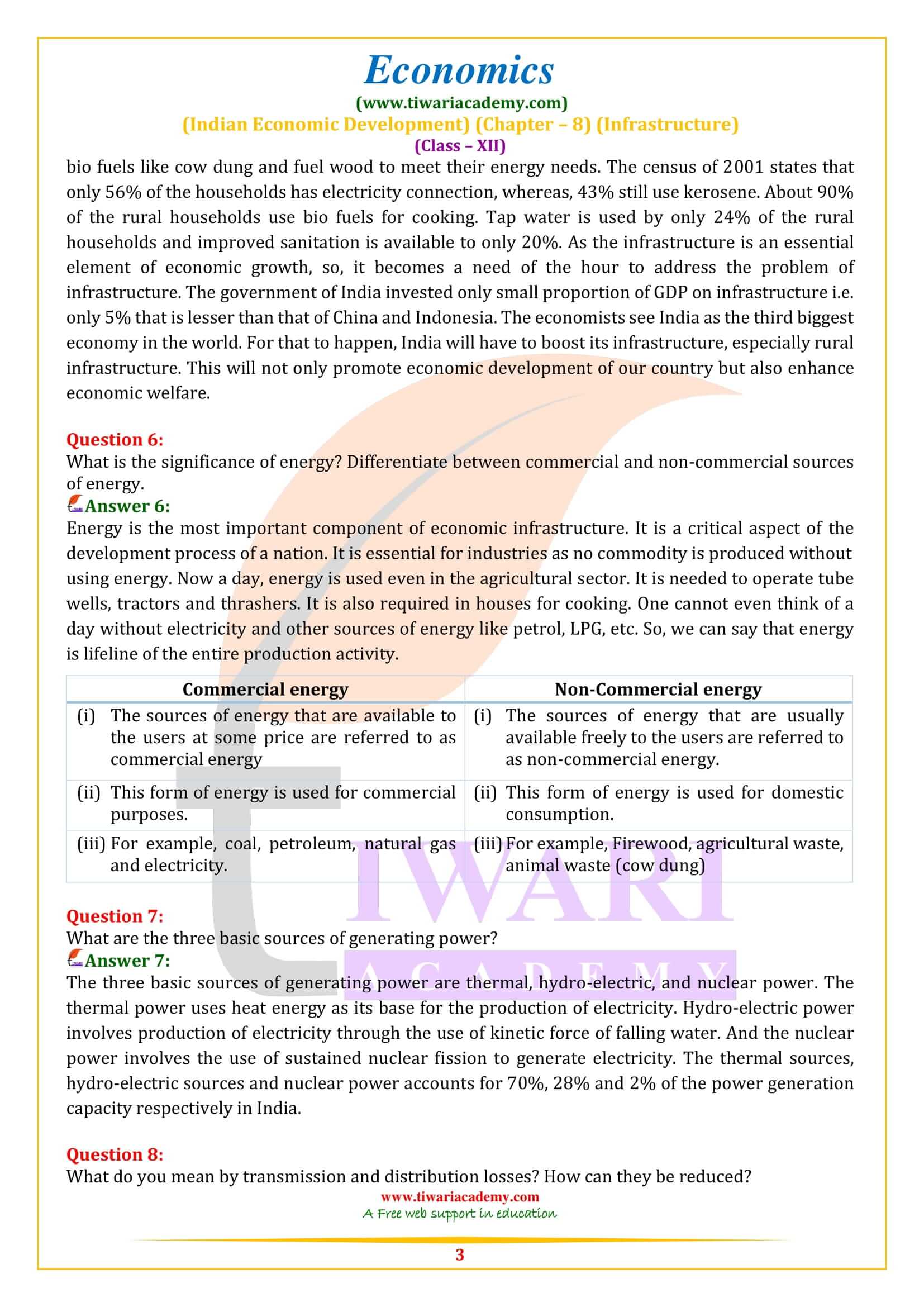 NCERT Solutions for Class 12 Indian Economic Development Chapter 8