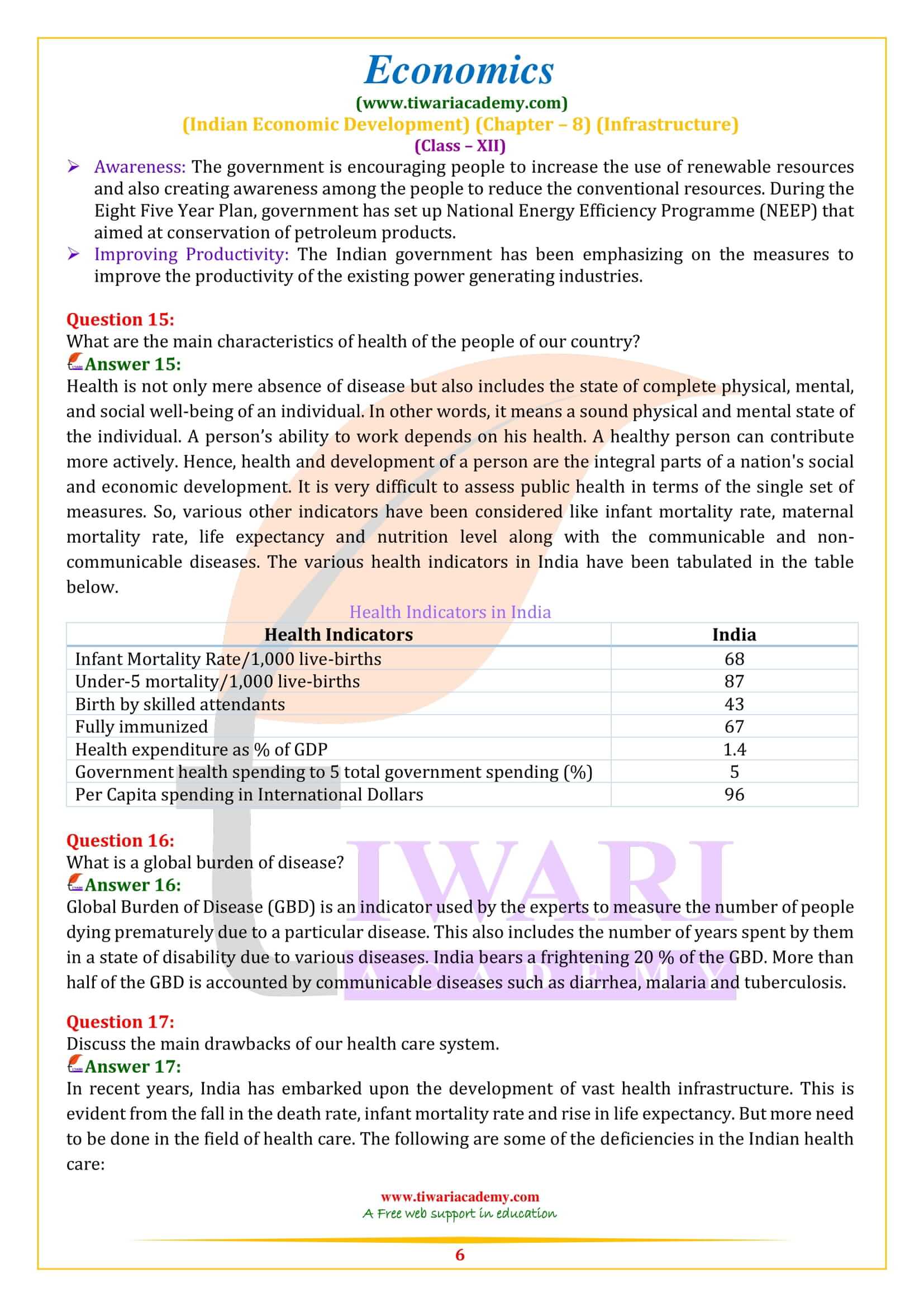 Class 12 Indian Economic Development Chapter 8