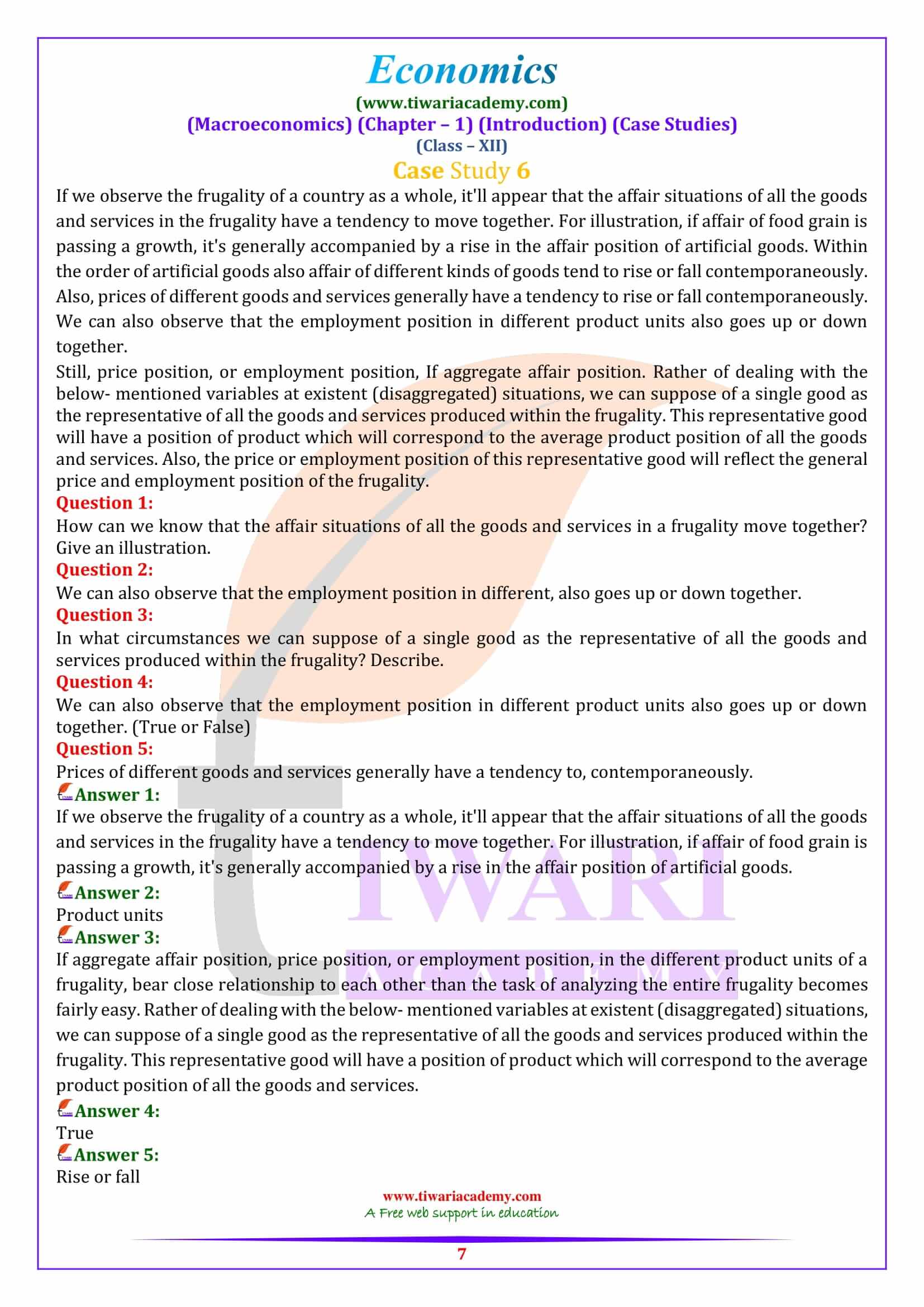 Class 12 Macroeconomics Chapter 1 Case Study for exams