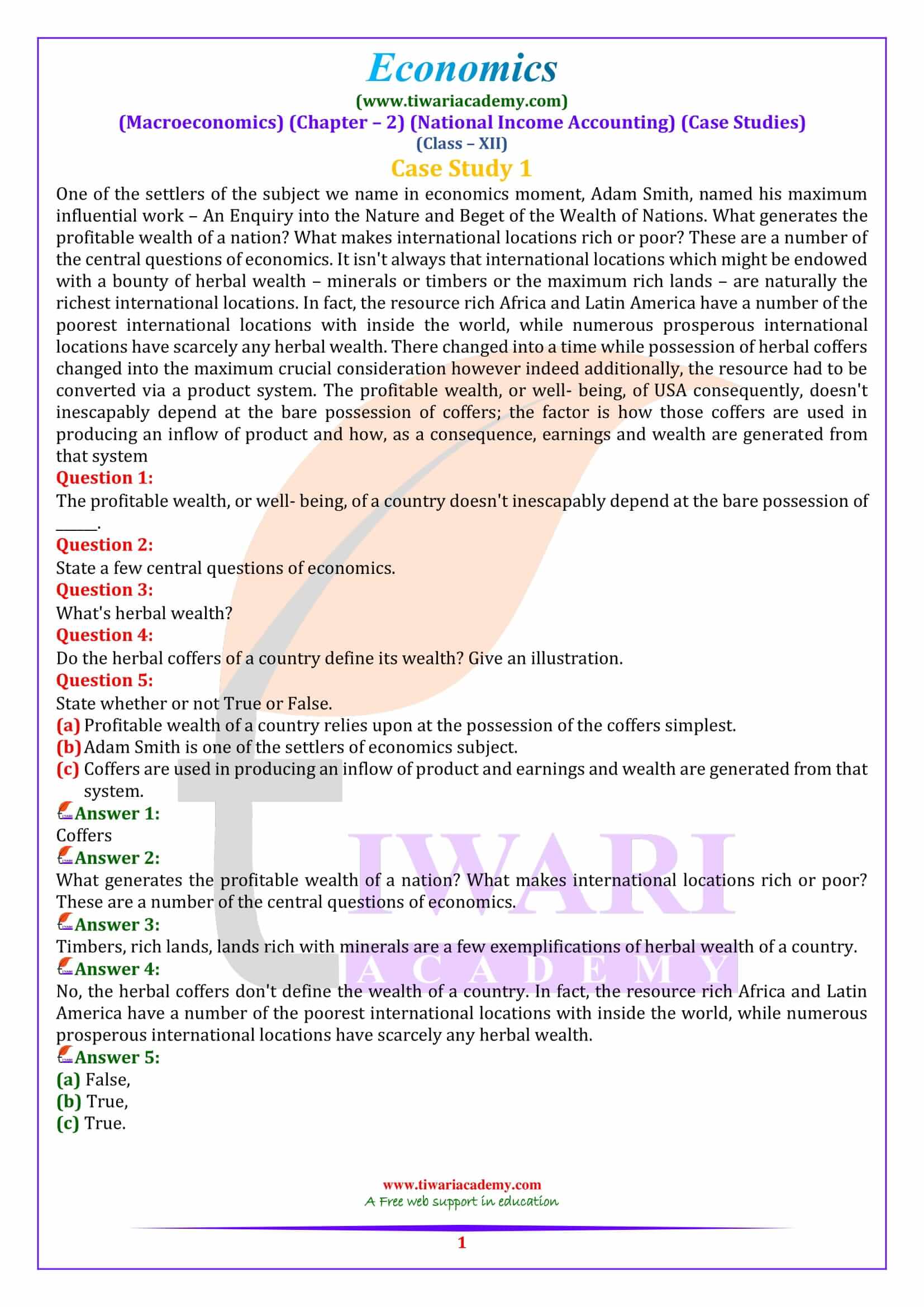 Class 12 Macroeconomics Chapter 2 Case Study Answers