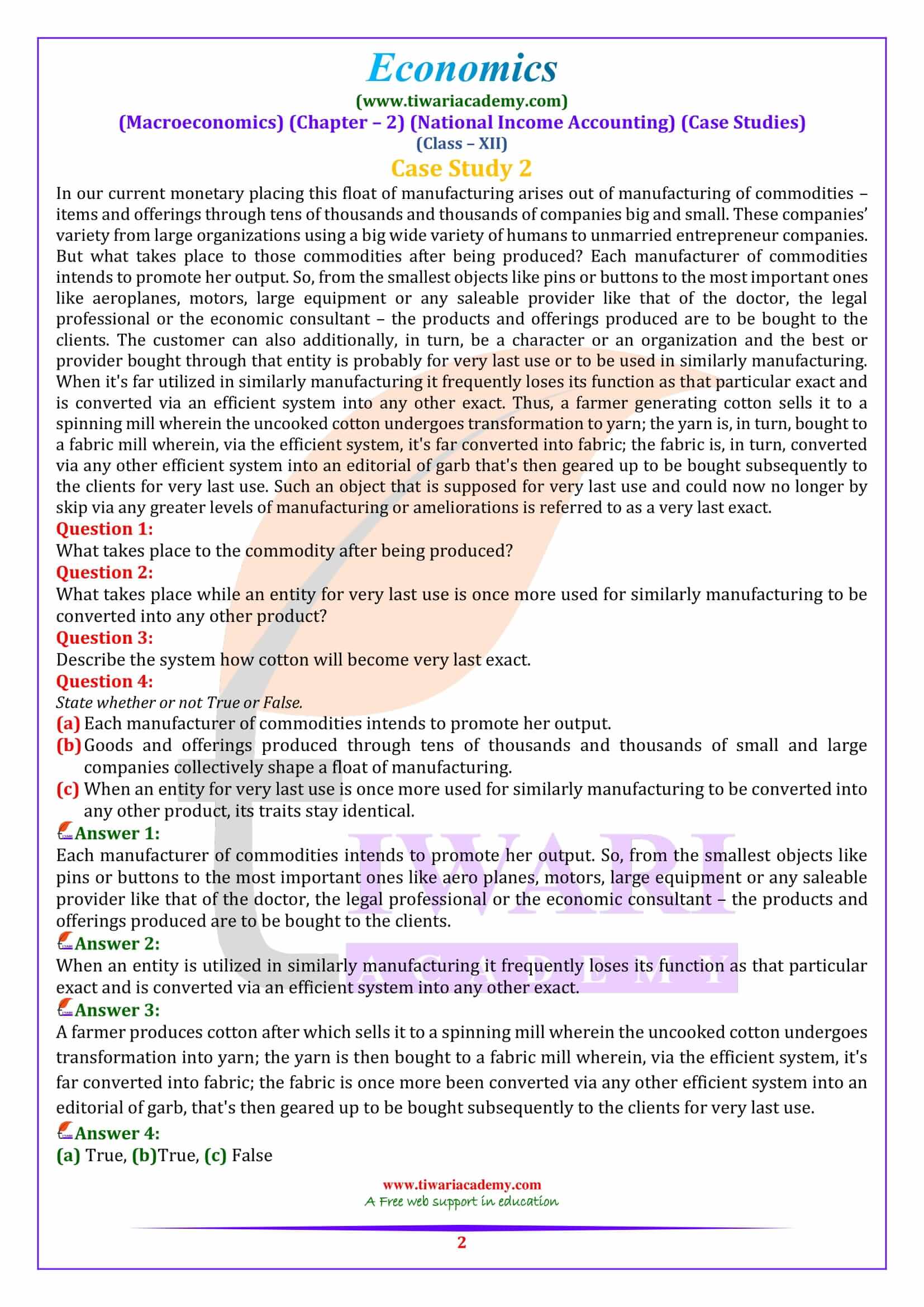 Class 12 Macroeconomics Chapter 2 Case based questions