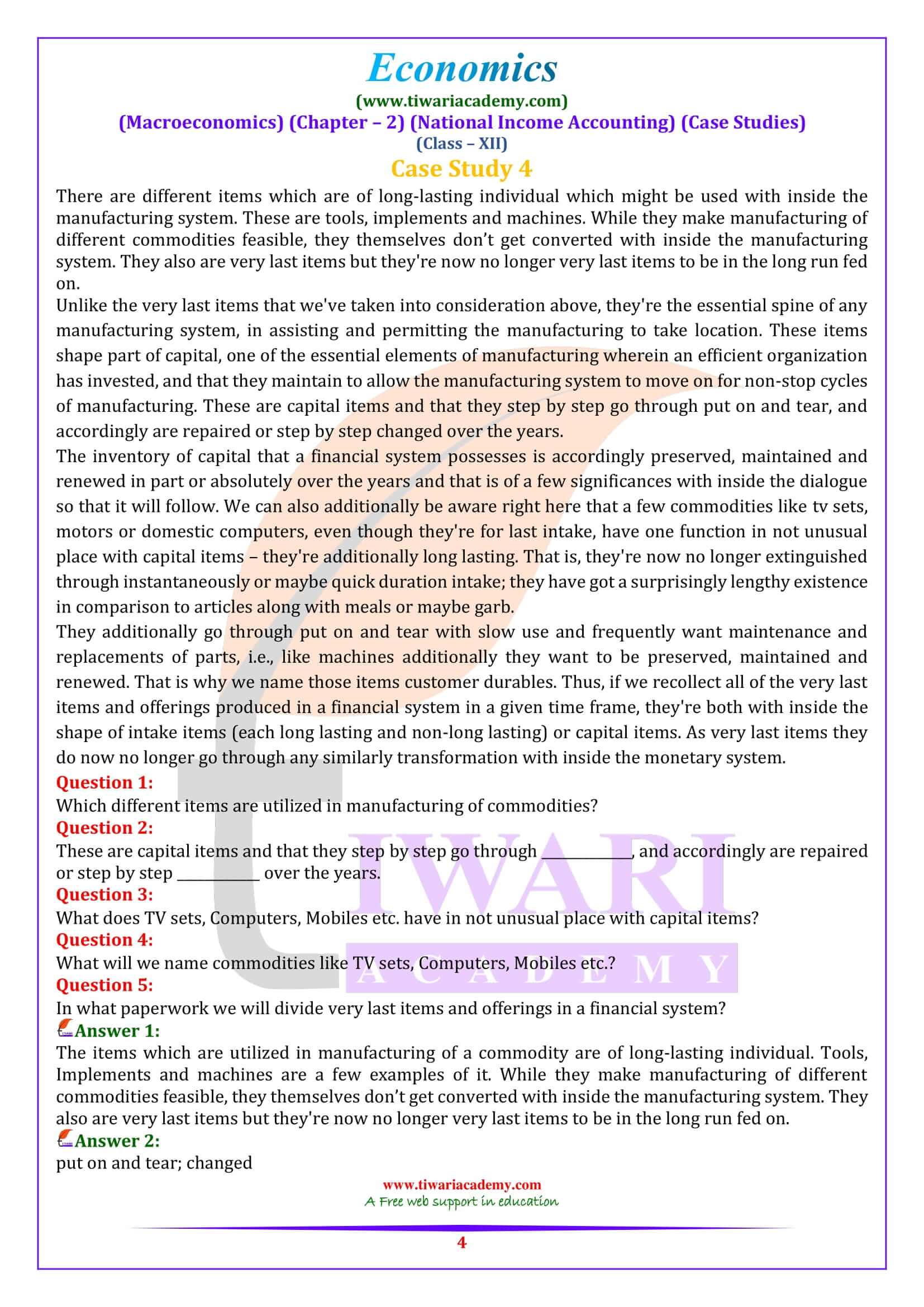 Class 12 Macroeconomics Chapter 2 Case Study practice questions