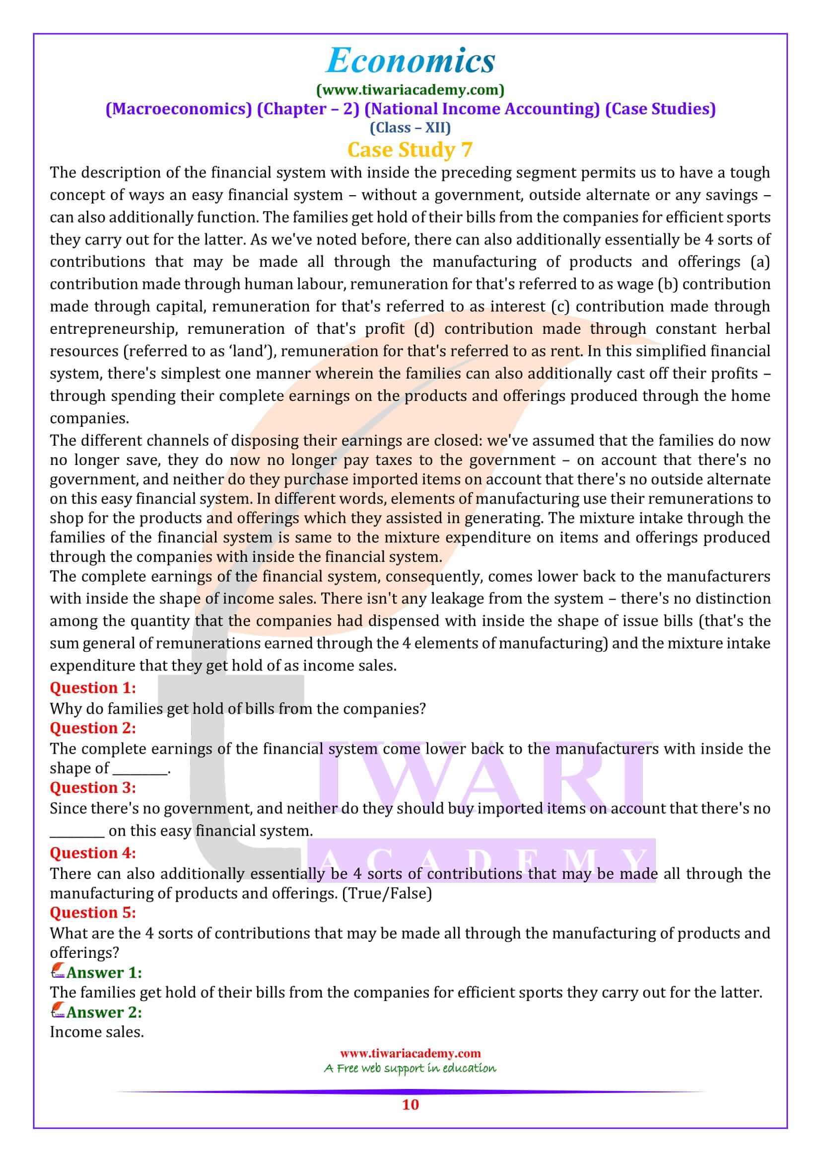 Class 12 Macroeconomics Chapter 2 Case Study revision