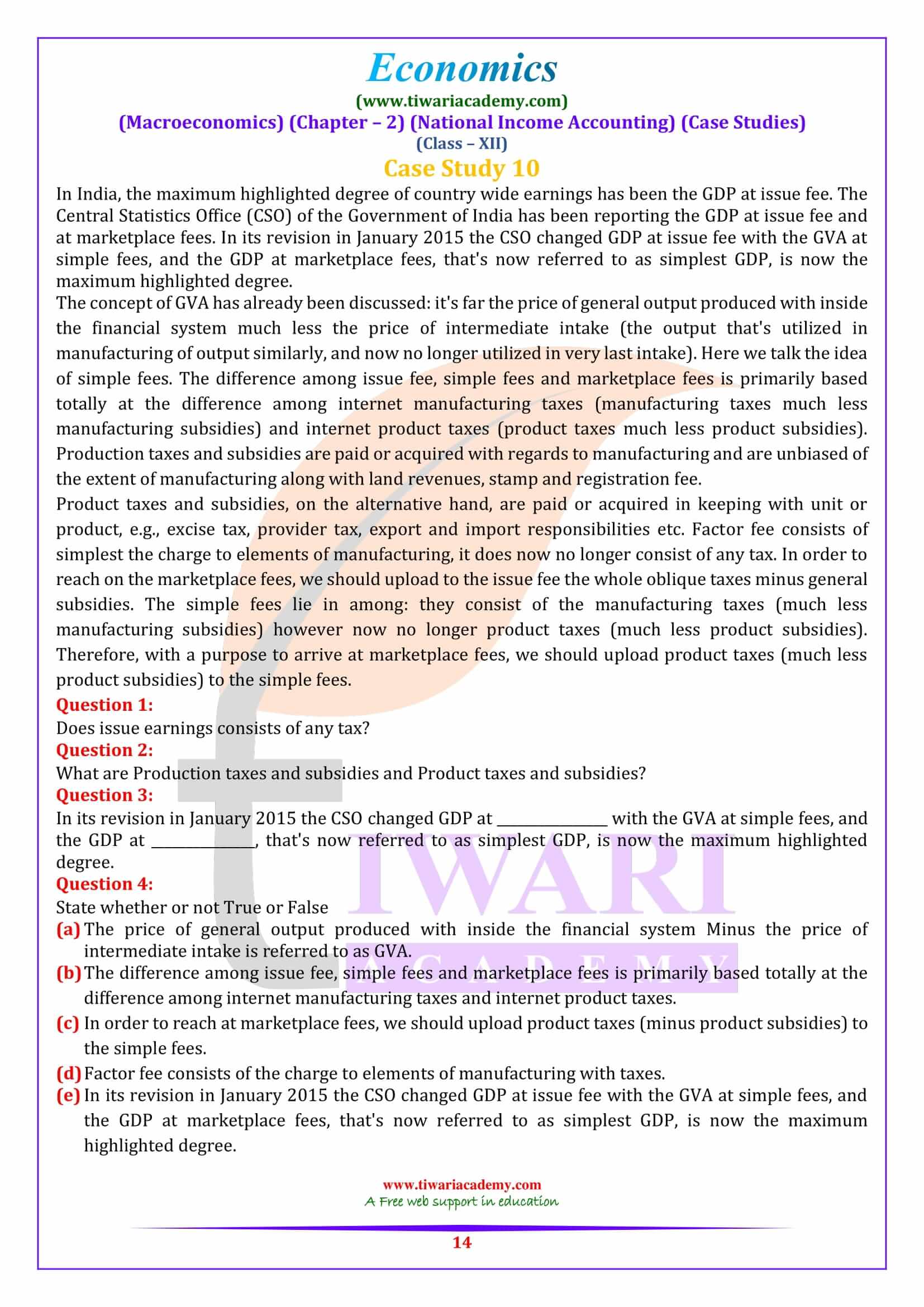 Class 12 Macroeconomics Chapter 2 Case Studies revision answers