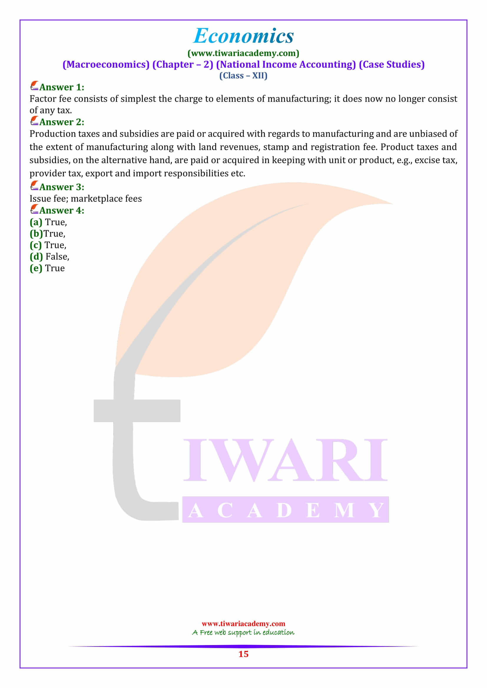 Class 12 Macroeconomics Chapter 2 Case Studies exercises