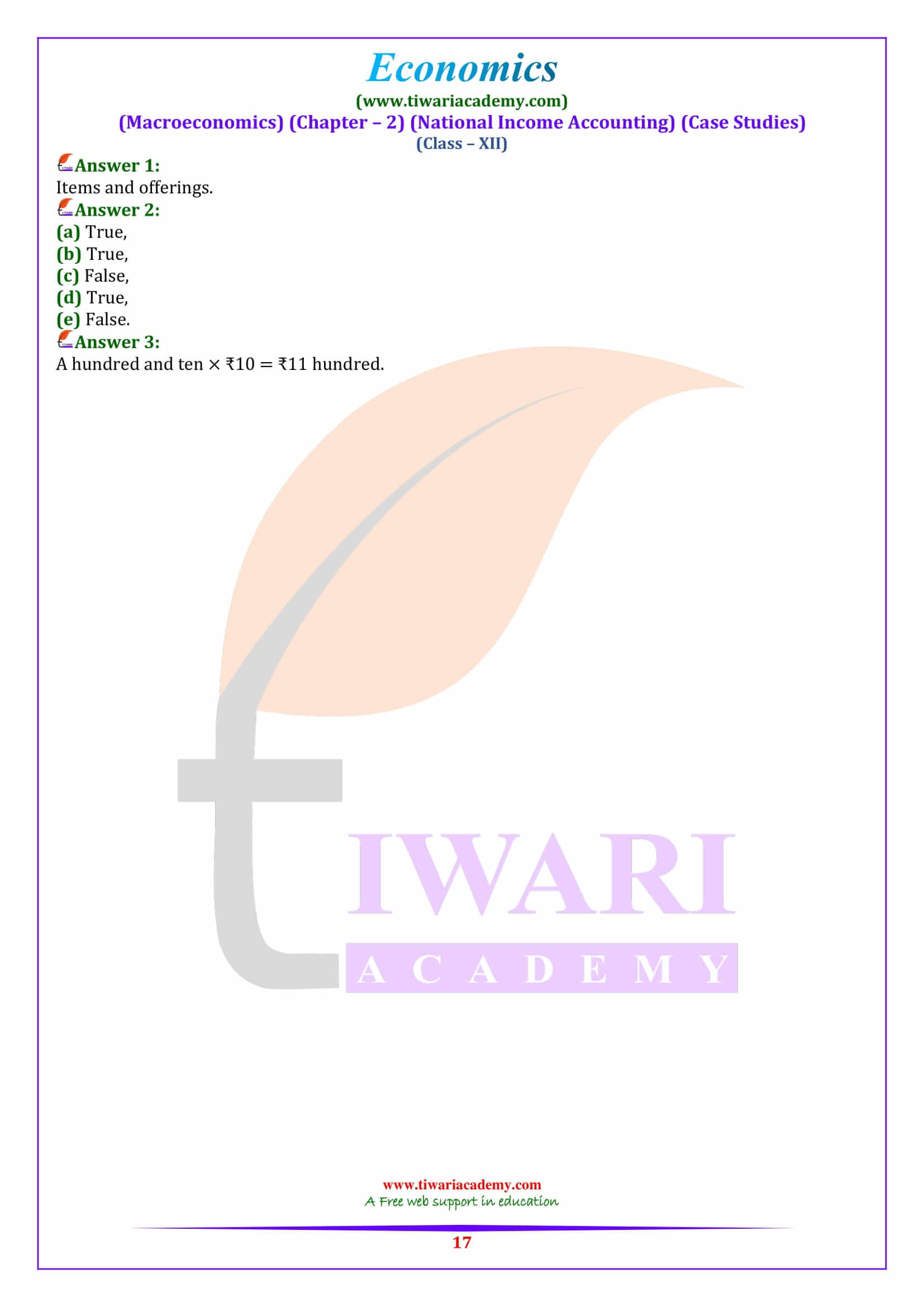 Class 12 Macroeconomics Chapter 2 Case Studies all answers