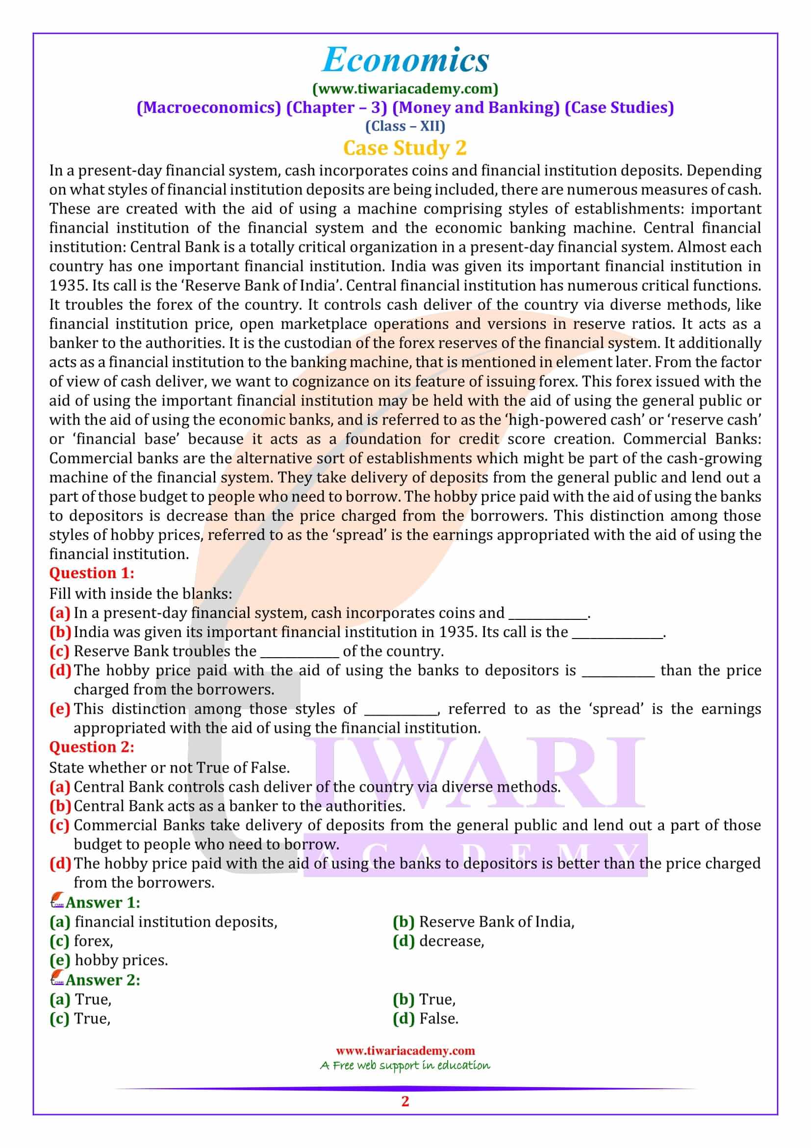 Class 12 Macroeconomics Chapter 3 Case Study quesetion answers