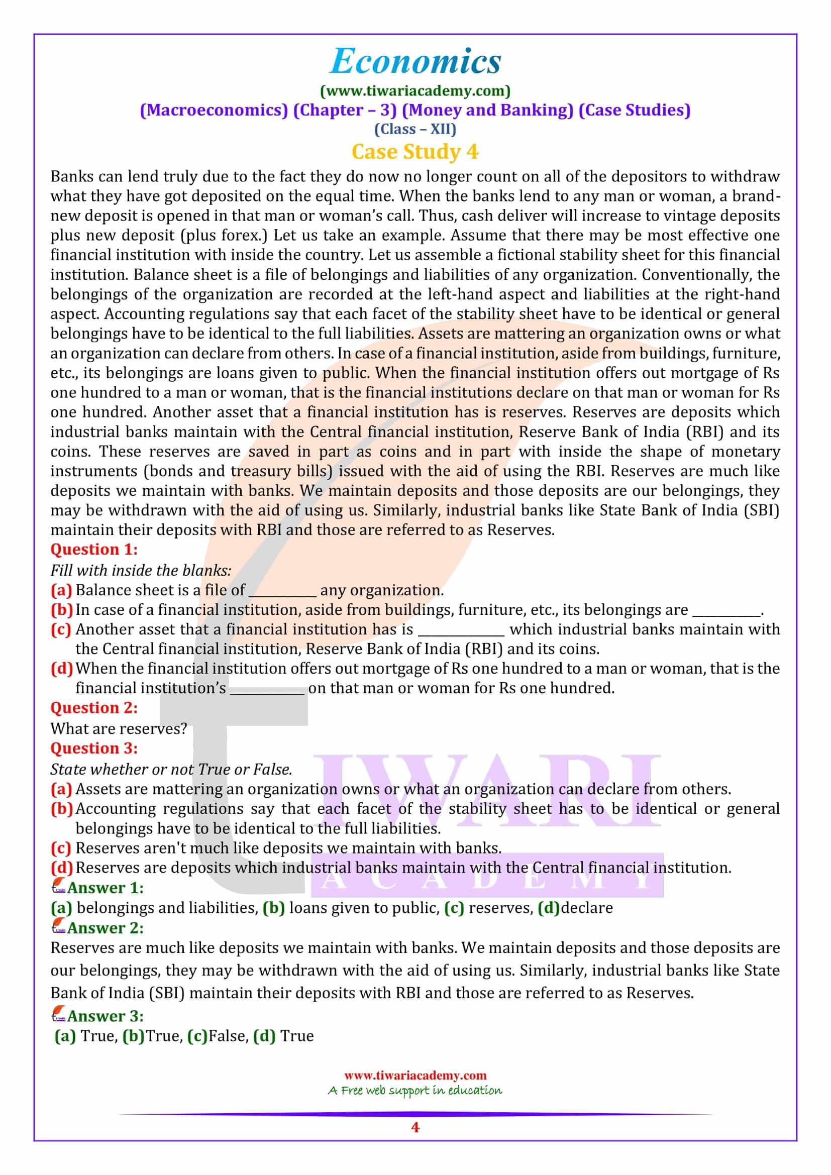 Class 12 Macroeconomics Chapter 3 Case Study practice questions