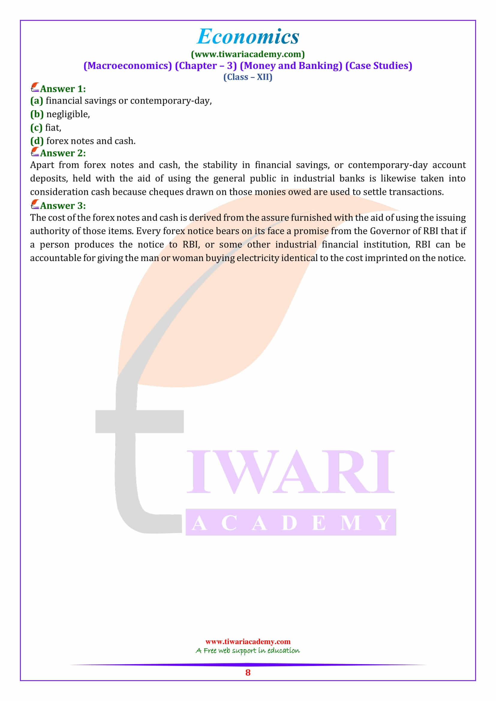 Class 12 Macroeconomics Chapter 3 Case Studies explanation