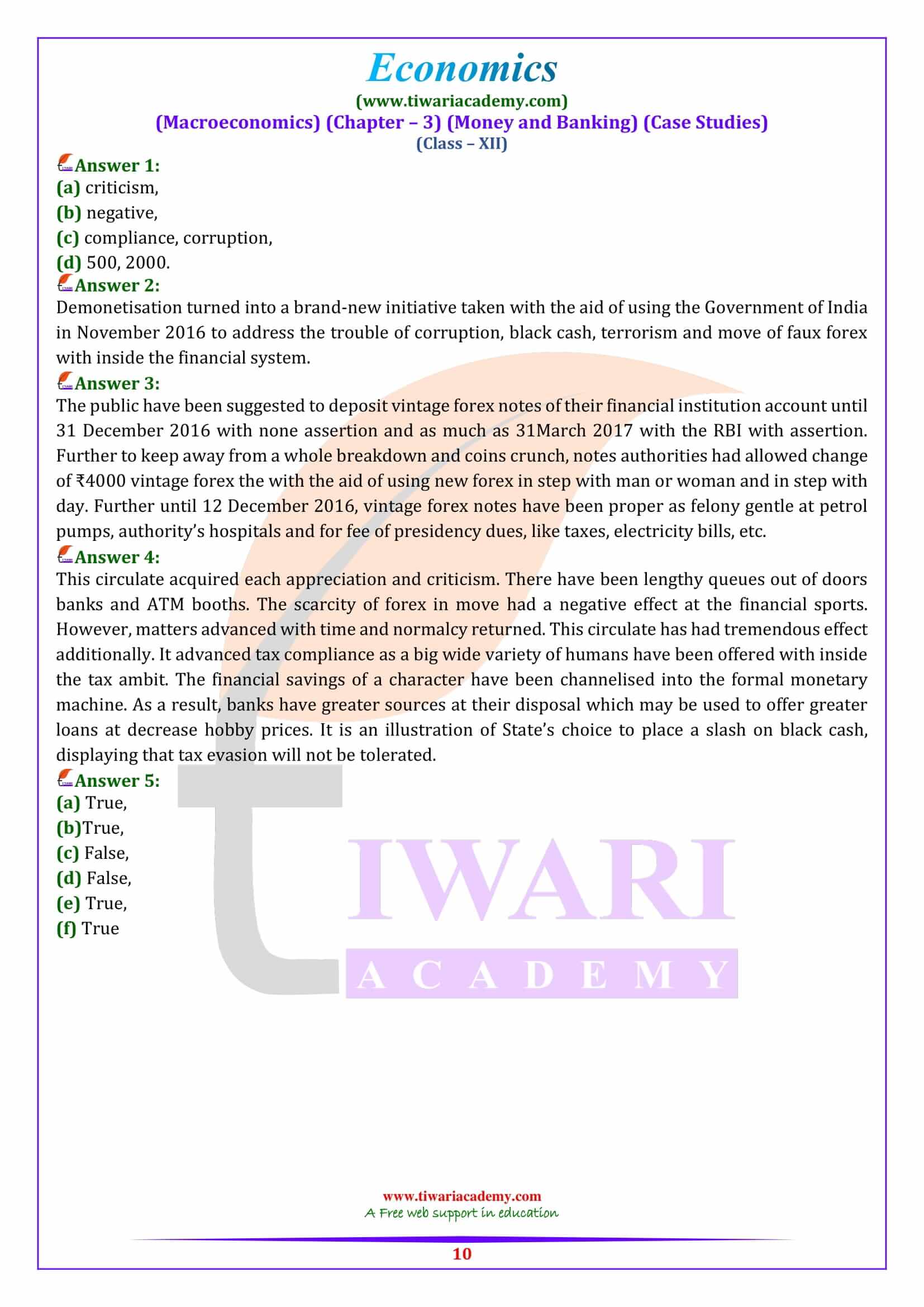 Class 12 Macroeconomics Chapter 3 Case based practice