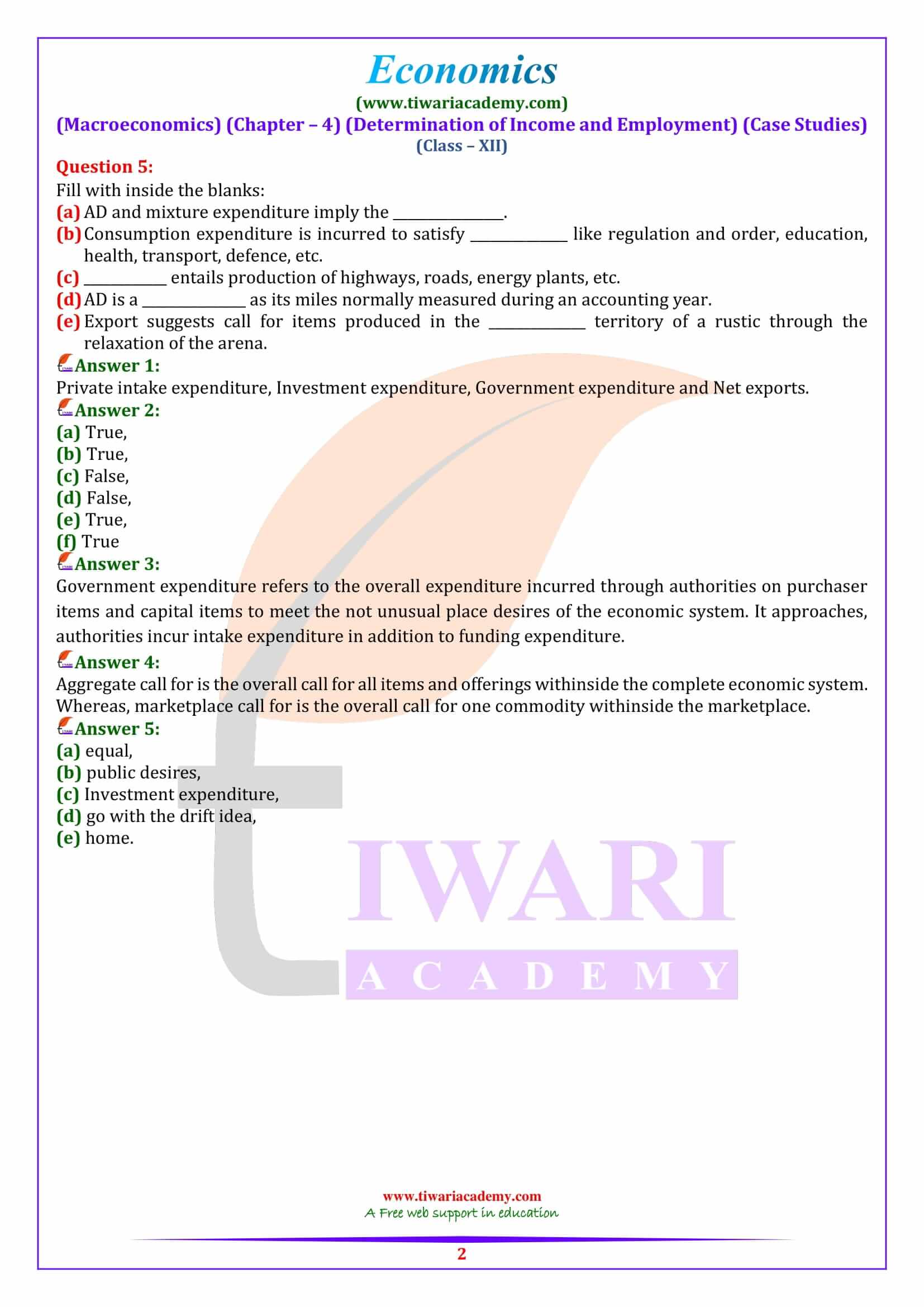 Class 12 Macroeconomics Chapter 4 Case Study question answers