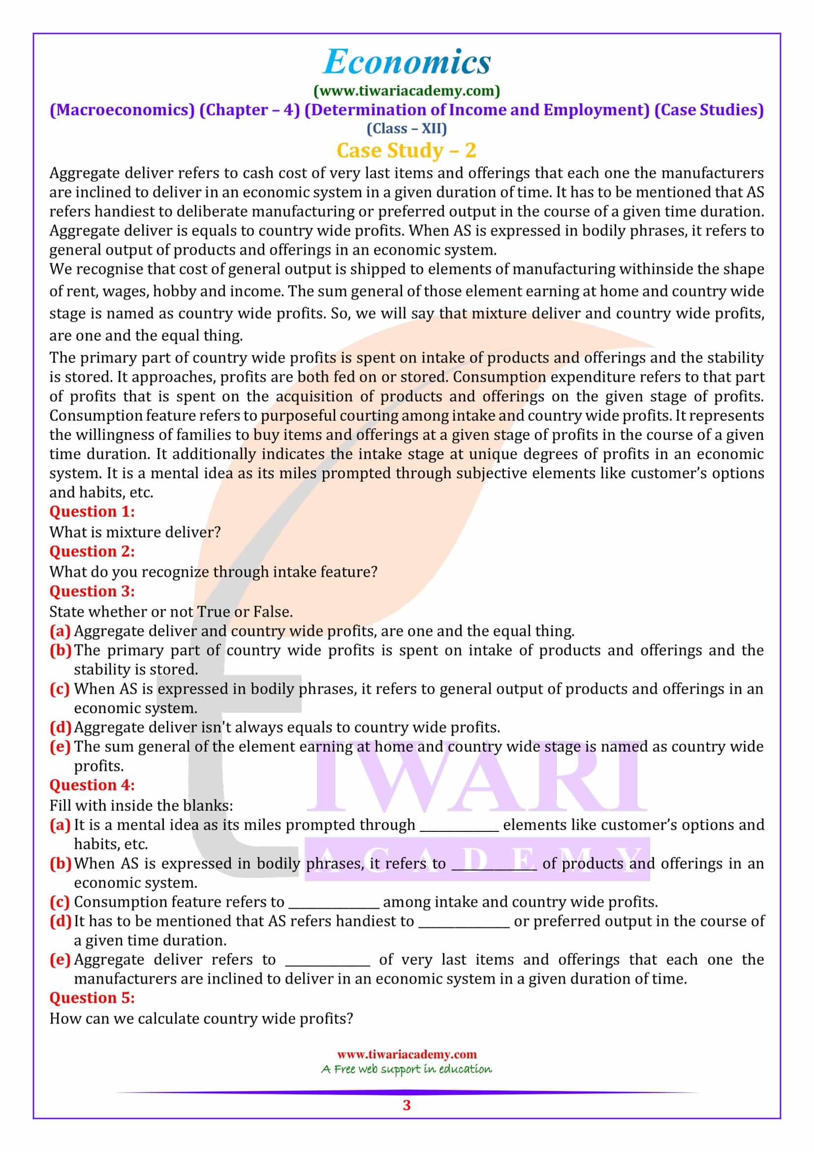 Class 12 Macroeconomics Chapter 4 Case Study answers