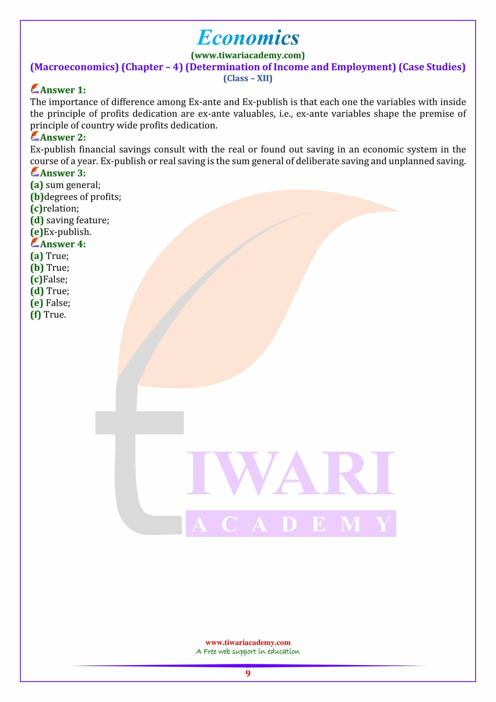 Class 12 Macroeconomics Chapter 4 Case Studies answers