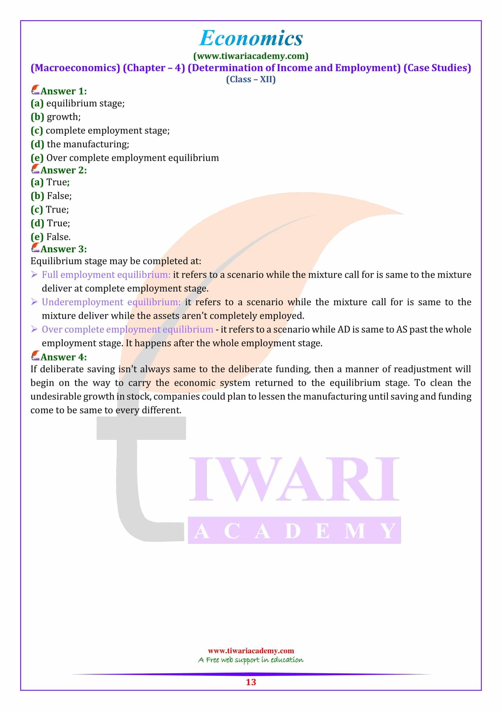 Class 12 Macroeconomics Chapter 4 Case based question answers