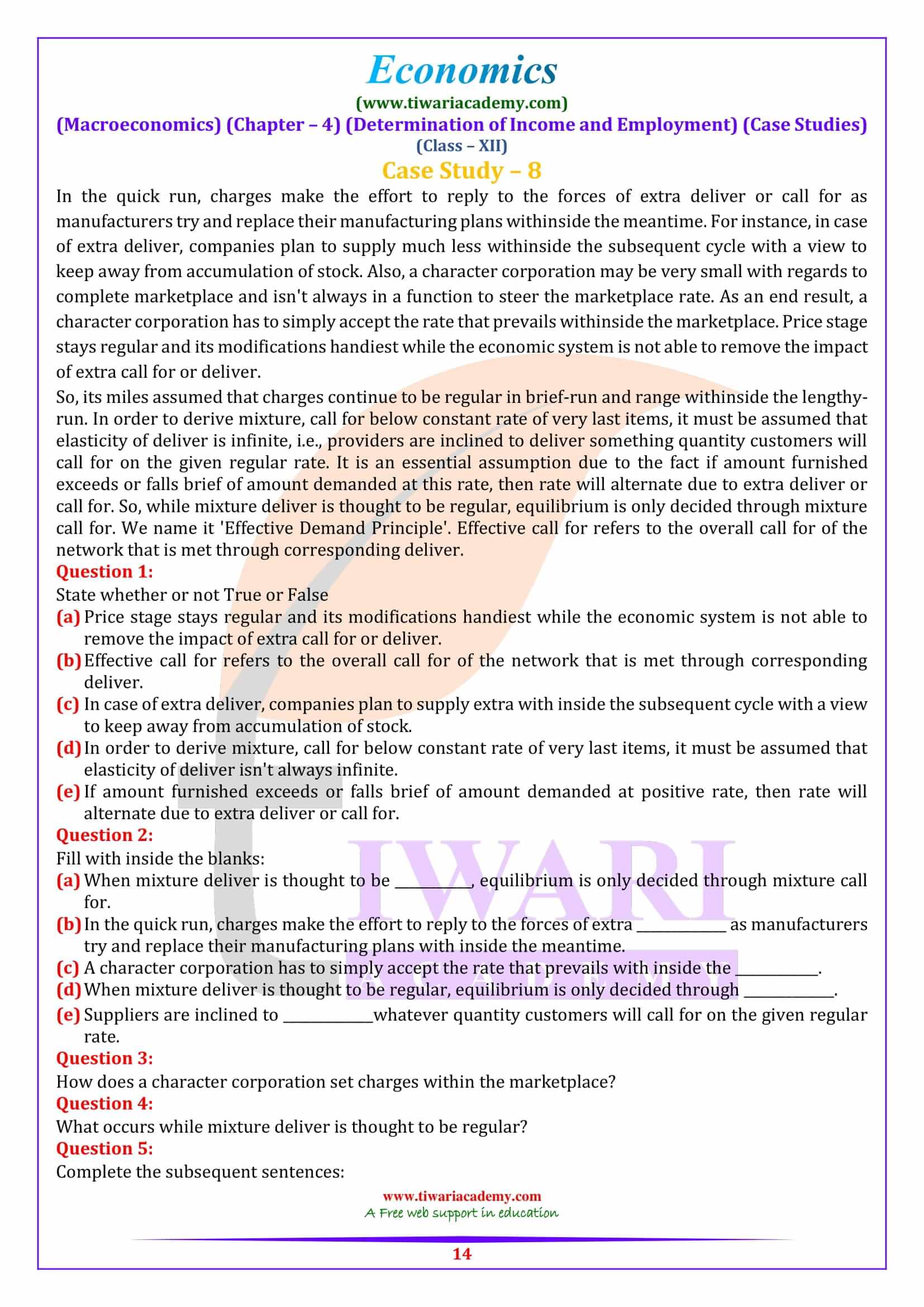 Class 12 Macroeconomics Chapter 4 Case based answers