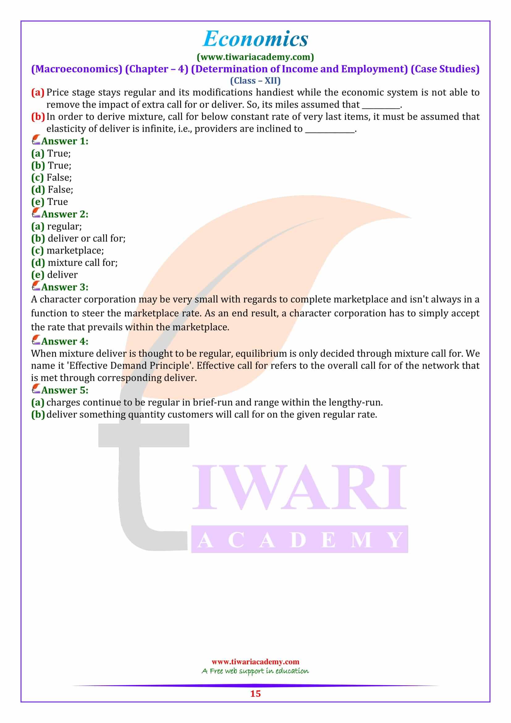 Class 12 Macroeconomics Chapter 4 Case based practice questions