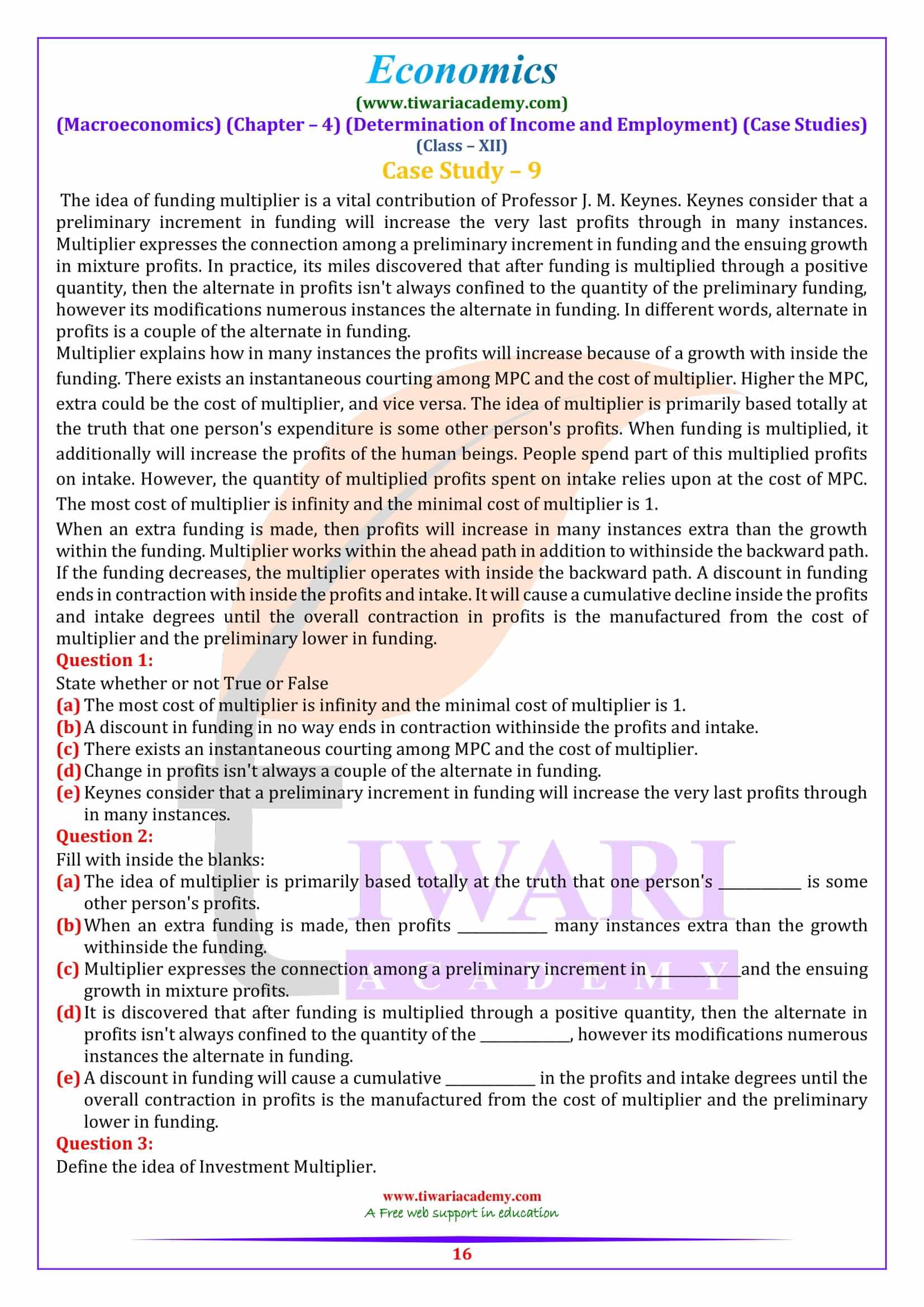 Class 12 Macroeconomics Chapter 4 Case based solutions