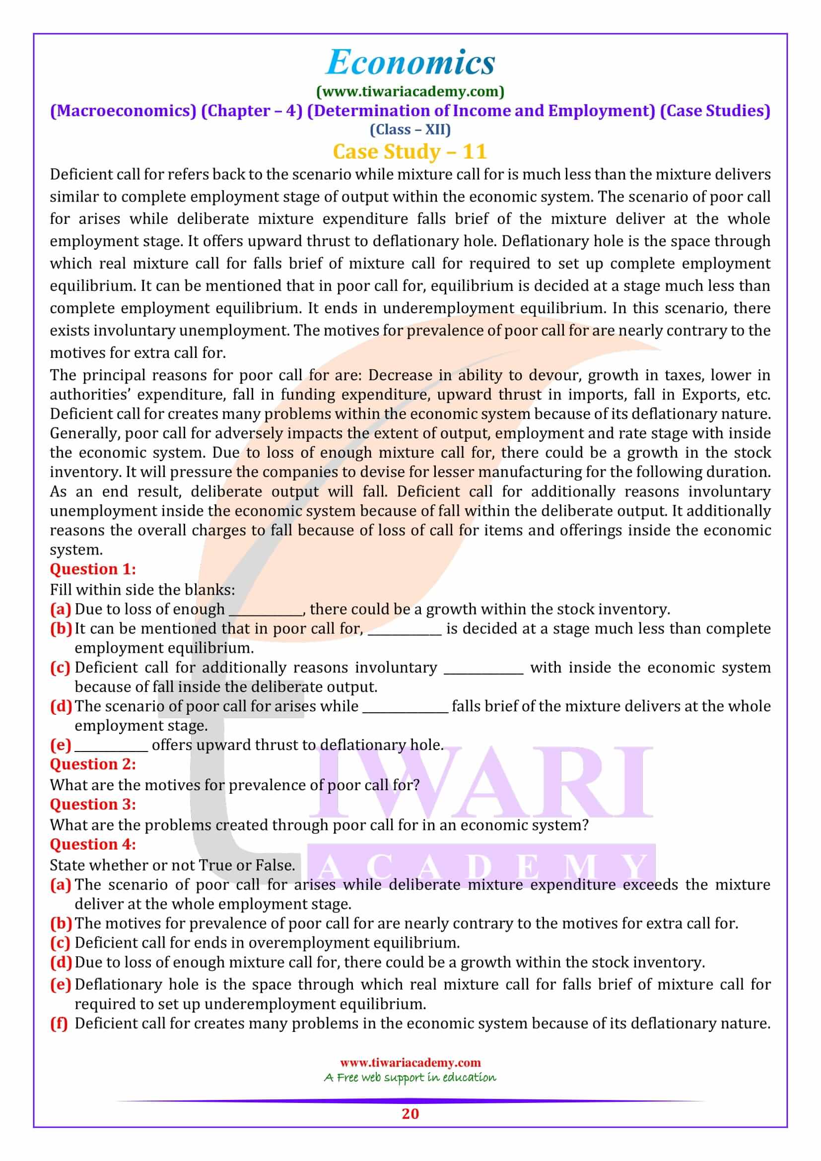 Class 12 Macroeconomics Chapter 4 Case based study